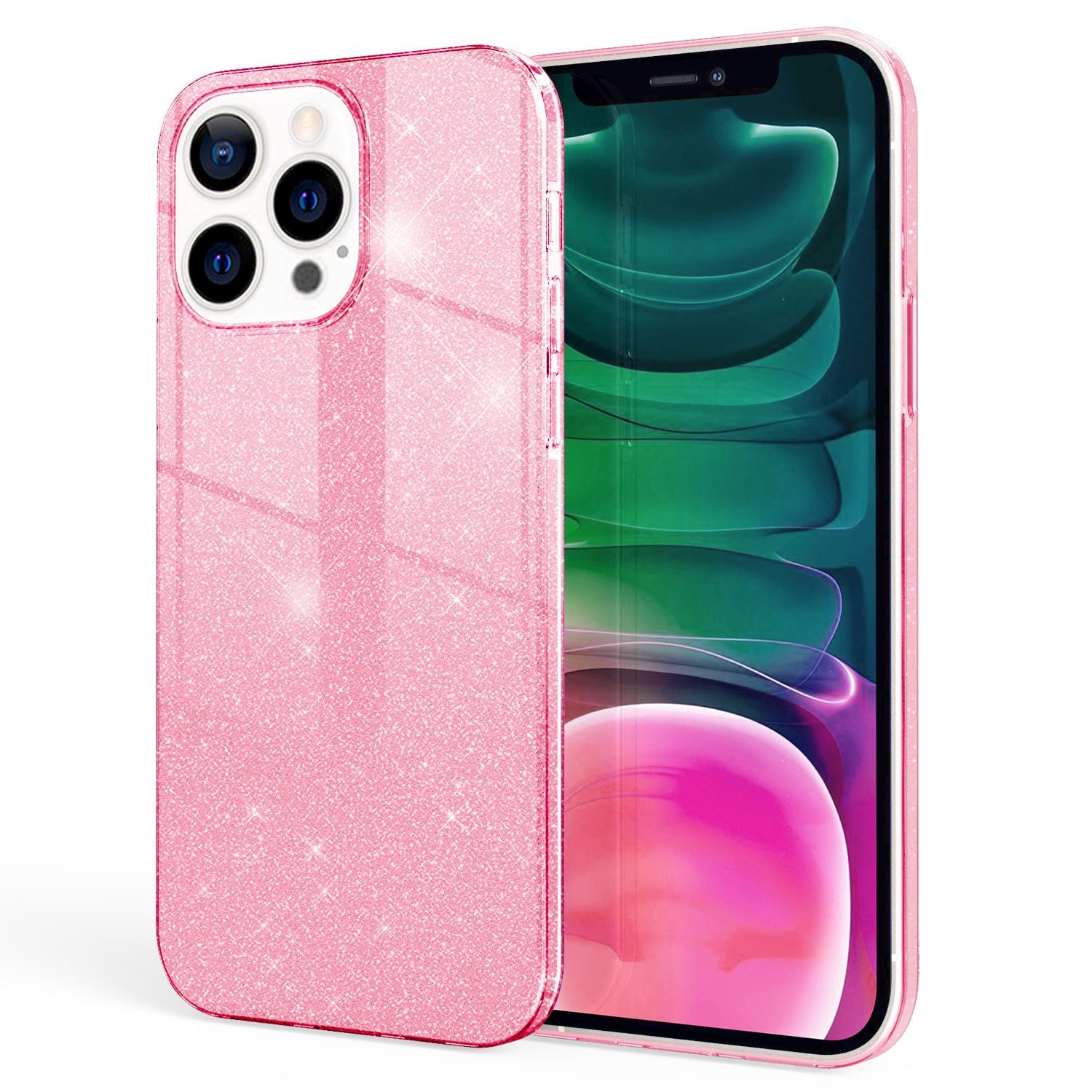 Nalia Smartphone-Hülle Apple iPhone 13 Pro 15,5 cm (6,1 Zoll), Glitzer Silikon Hülle / Verstärkte Innenseite / Glänzende Schutzhülle