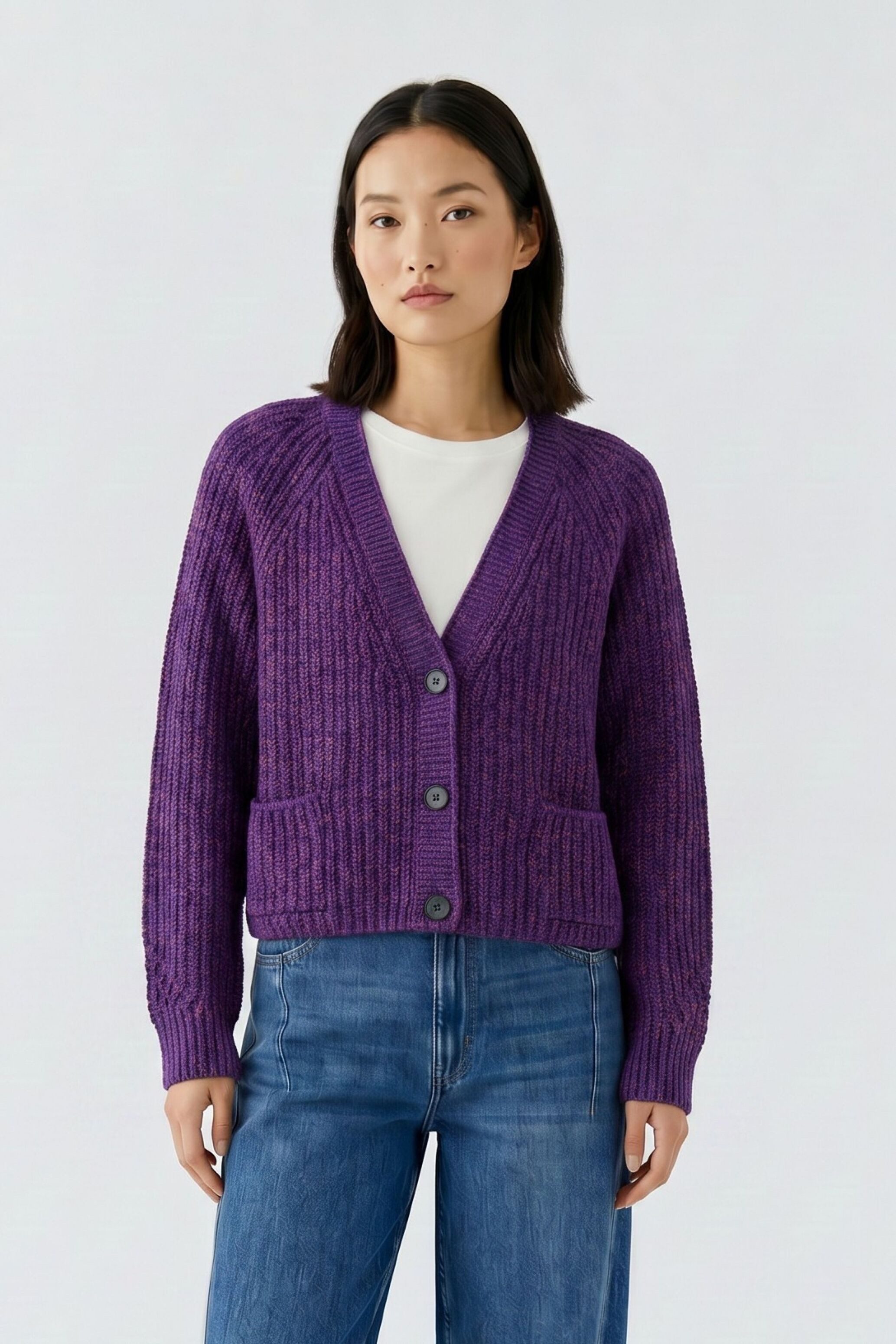 Oui Strickjacke LAFONYA Baumwollmischung