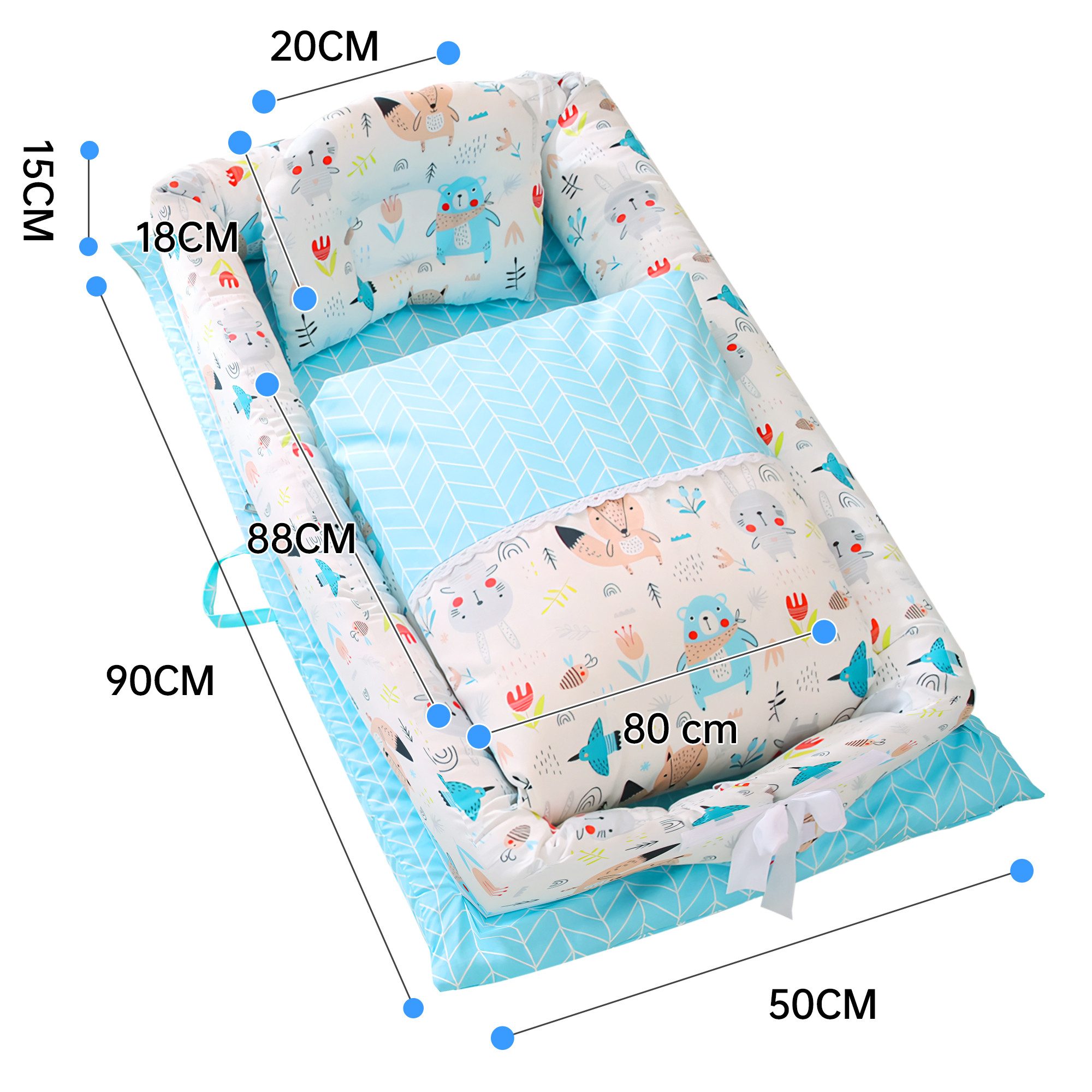 SEHAUSEU Kuschelnest Bettnestchen Babylounge Babykokon mit Decke und Kissen Wickelauflage