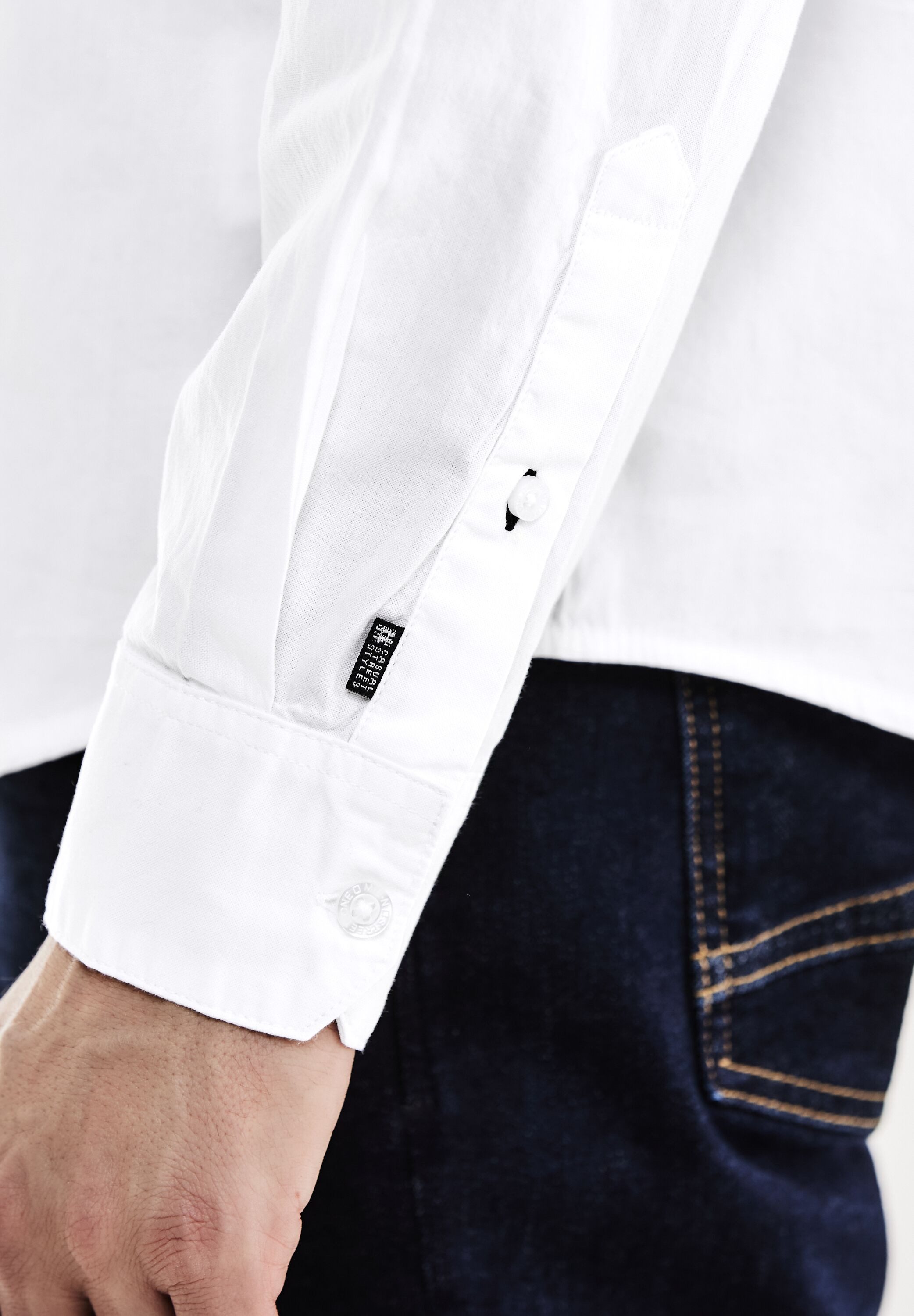 STREET ONE MEN Langarmhemd aus reiner Baumwolle