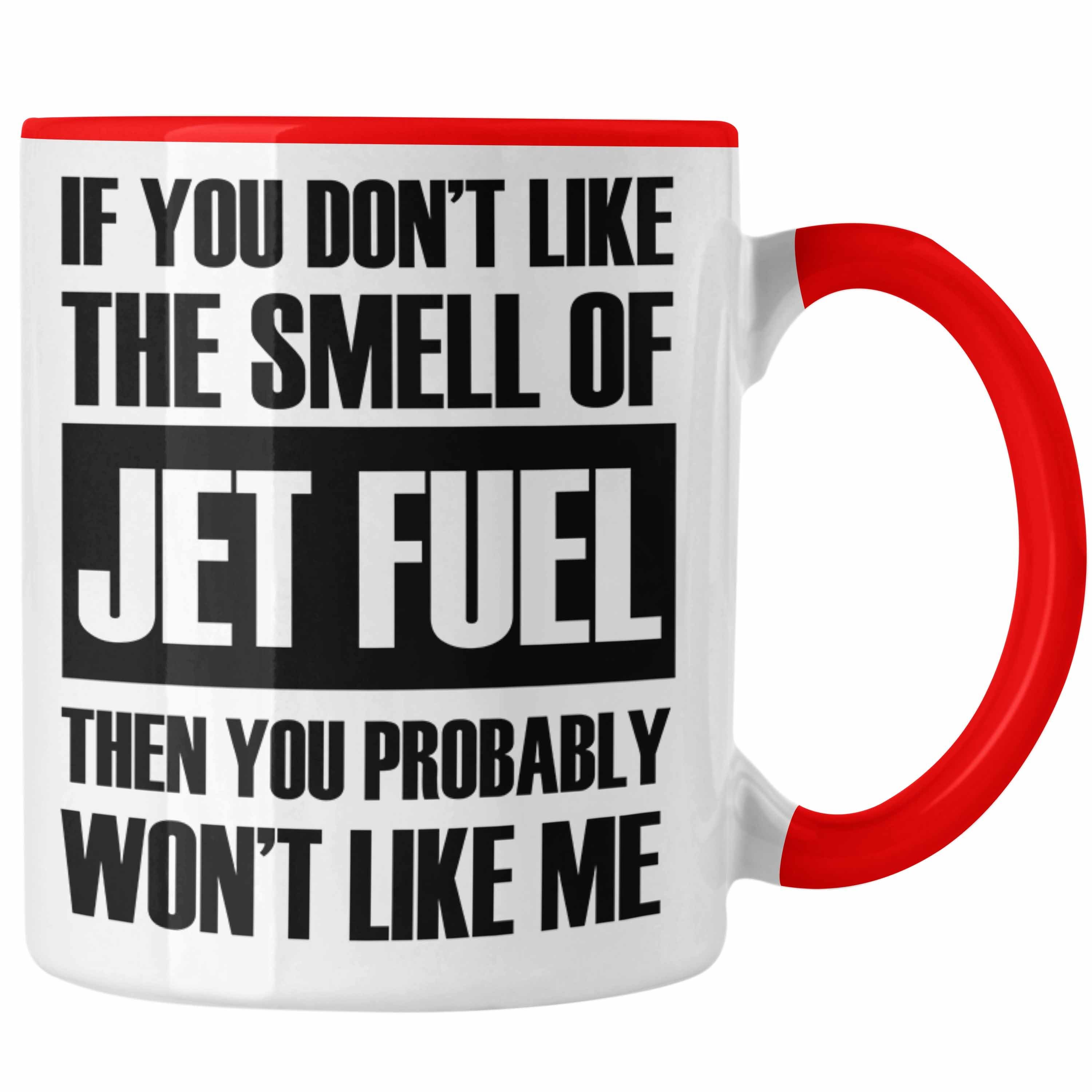 Trendation Tasse Jet Fuel Tasse Geschenk für Fluglotsen mit Spruch Rot | Teetassen
