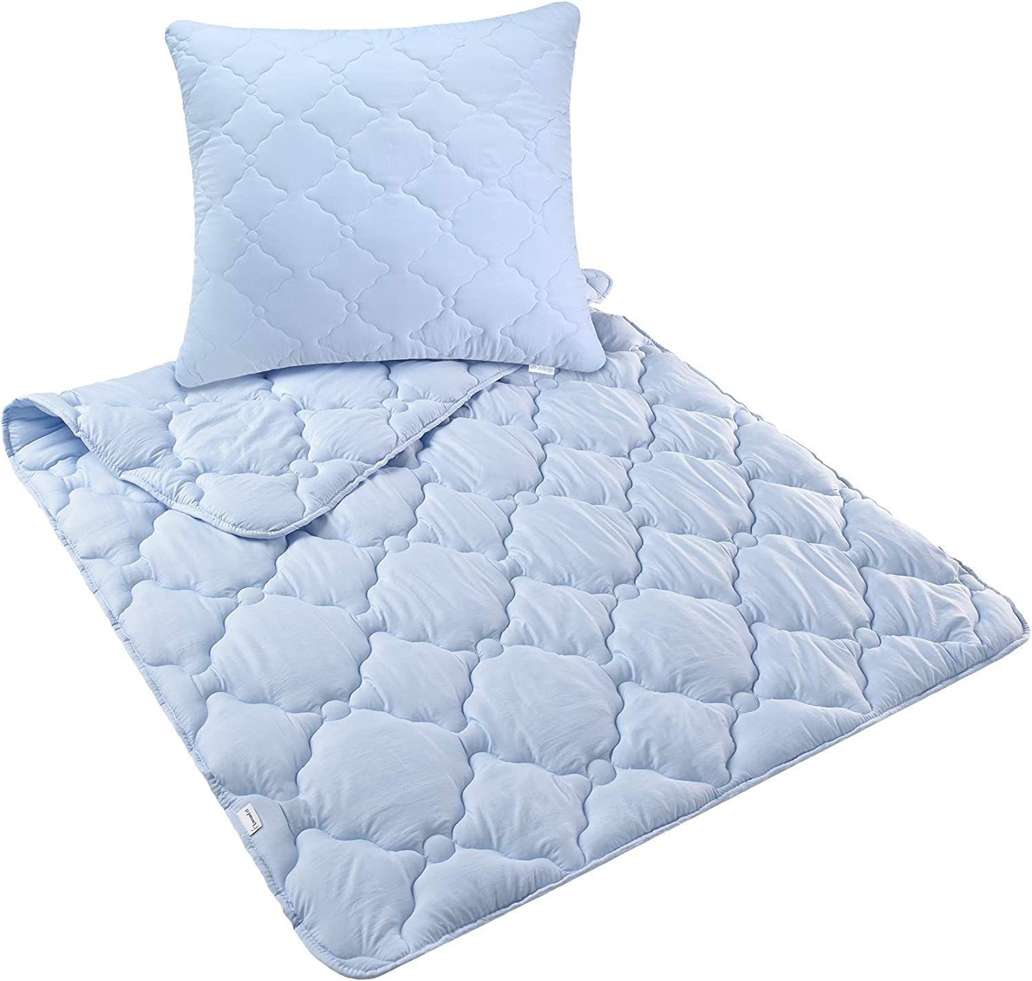 SEI Design Bettdecke + Kopfkissen Bett - Set Bettdecke 135x200 Set mit Kissen 80x80 Steppdecke Winterdec, inkl. Lavendel Duftsäckchen