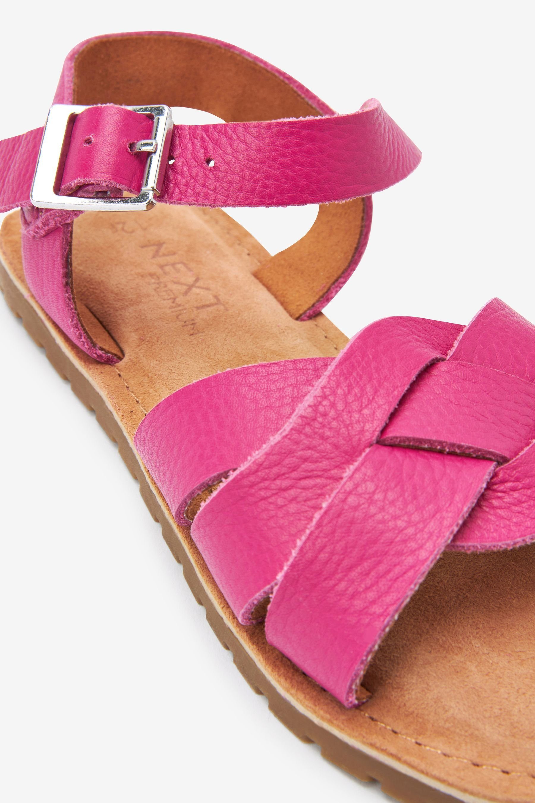 - Ledersandalen Breite Geflochtene Sandale Passform (1-tlg) Next Pink