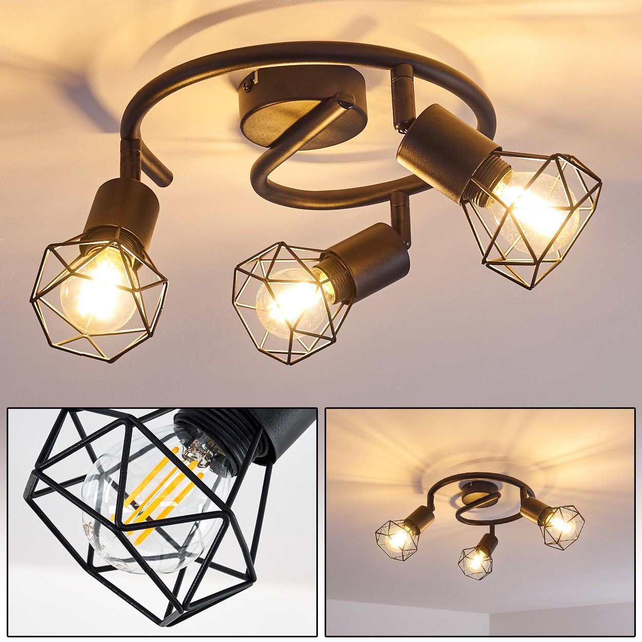 hofstein Deckenleuchte »Borio« verstellbare Deckenlampe aus Metall in Schwa günstig online kaufen