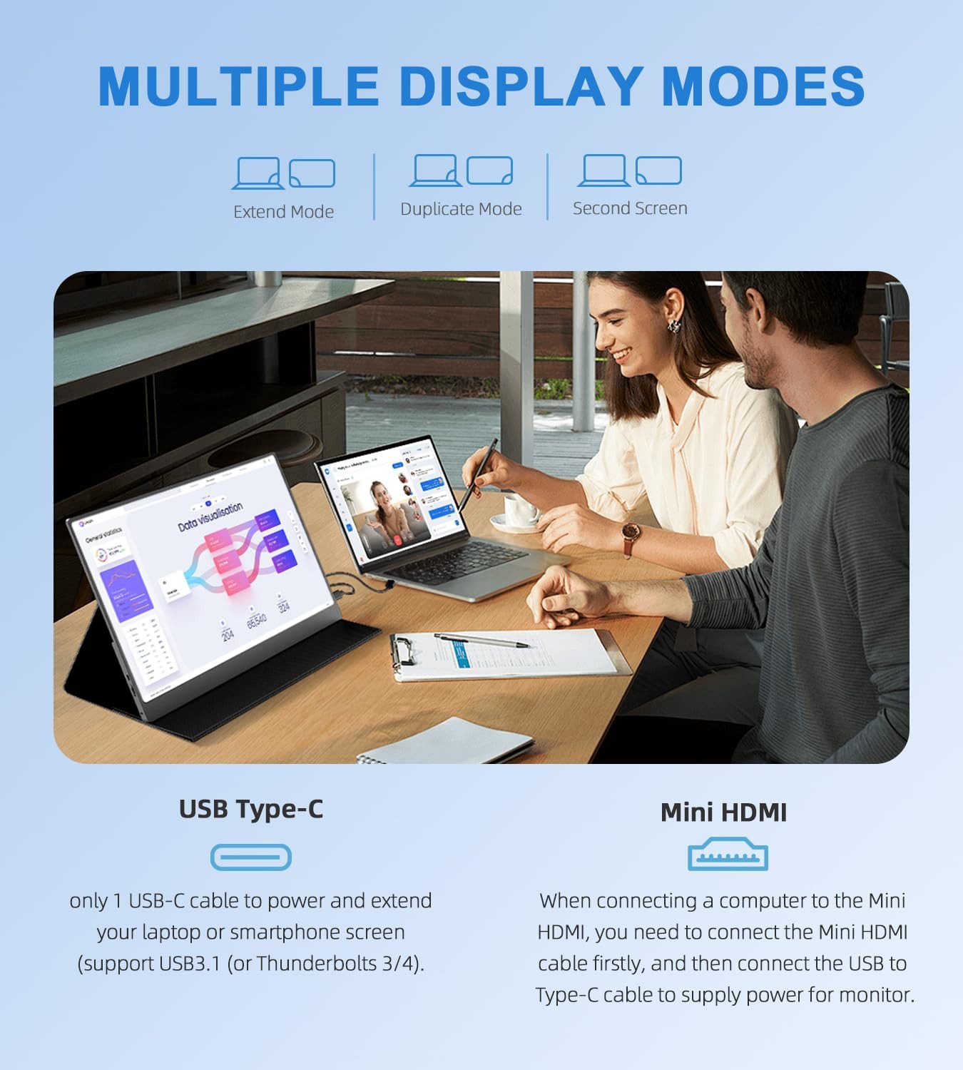 Bundviel 18,5 Zoll Portable Monitor 120Hz Tragbarer Monitore FHD 1920*1080 Portabler Monitor (47 cm/18.5 ", 1920 x 1080 px, FHD, 3 ms Reaktionszeit, 120 Hz)
