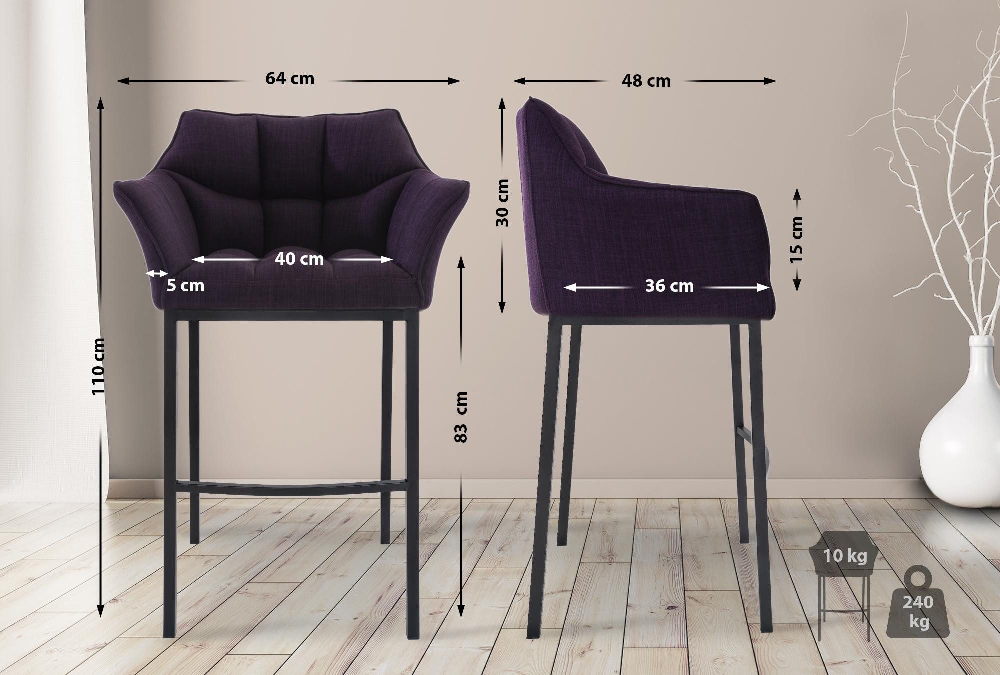 CLP Barhocker Damaso Stoff (2er Set, 2 St., 2er), Stoffbezug, bis 240 kg belastbar