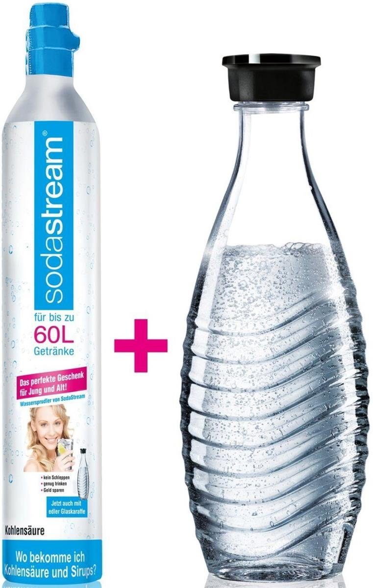 SodaStream Wassersprudler Reservepack mit 1x CO2-Zylinder und 1x 0,6 L Glaskaraffe