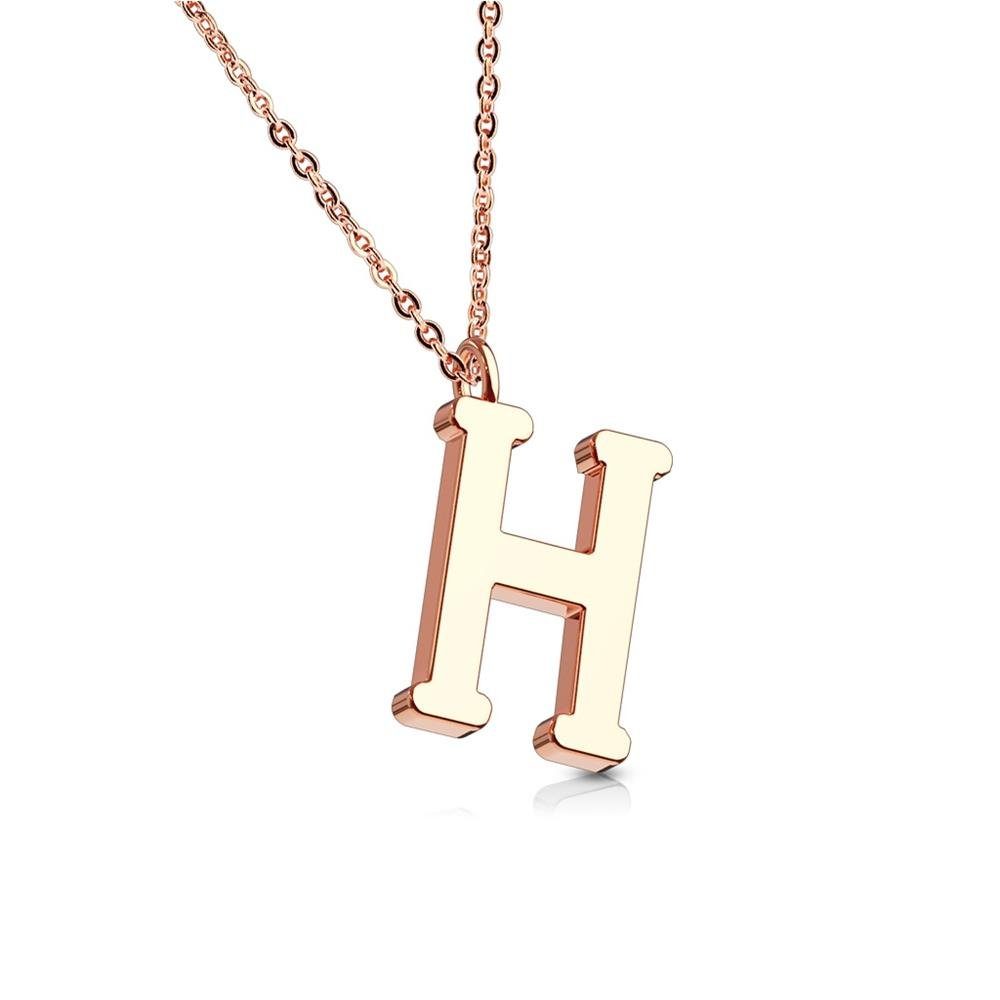 BUNGSA Ketten-Set Kette Buchstaben Anhänger Damen Halskette Edelstahl aus klar | Necklace (1-tlg), H Rosegold