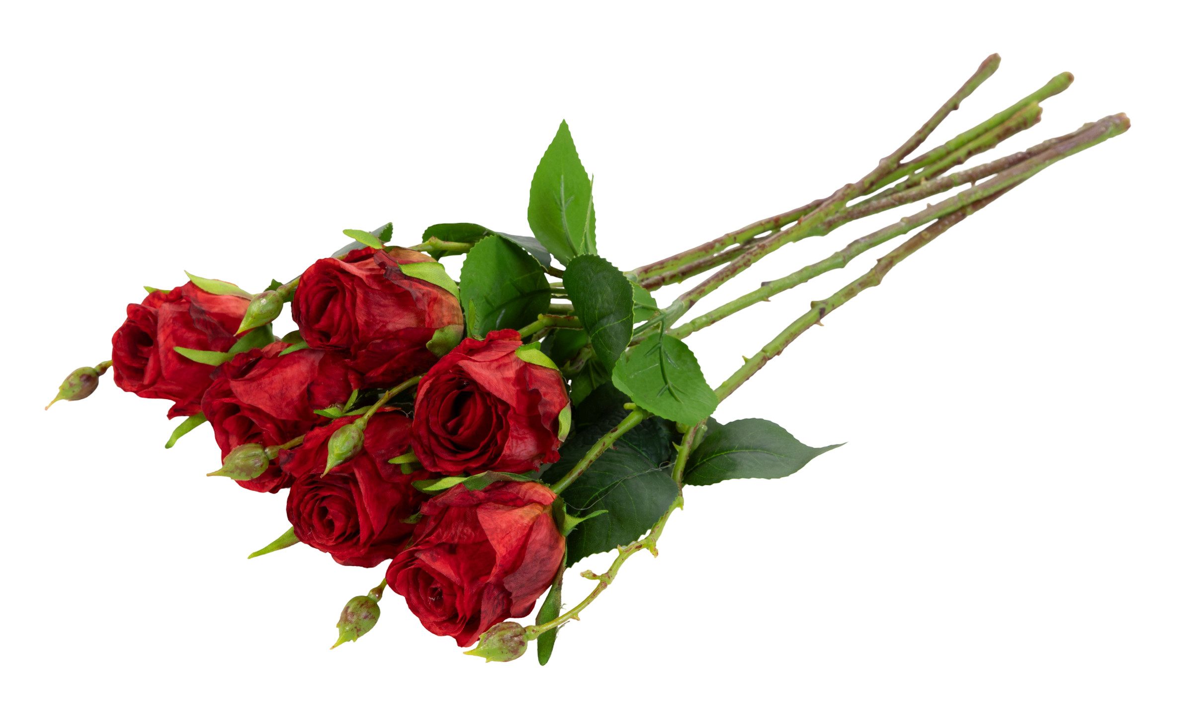 Kunstblume 6 Stück Französische Edelrose 45cm NN Kunstblumen künstliche Rose Rose, Seidenblumen Roß, Höhe 45.00 cm, Farbe: Rot