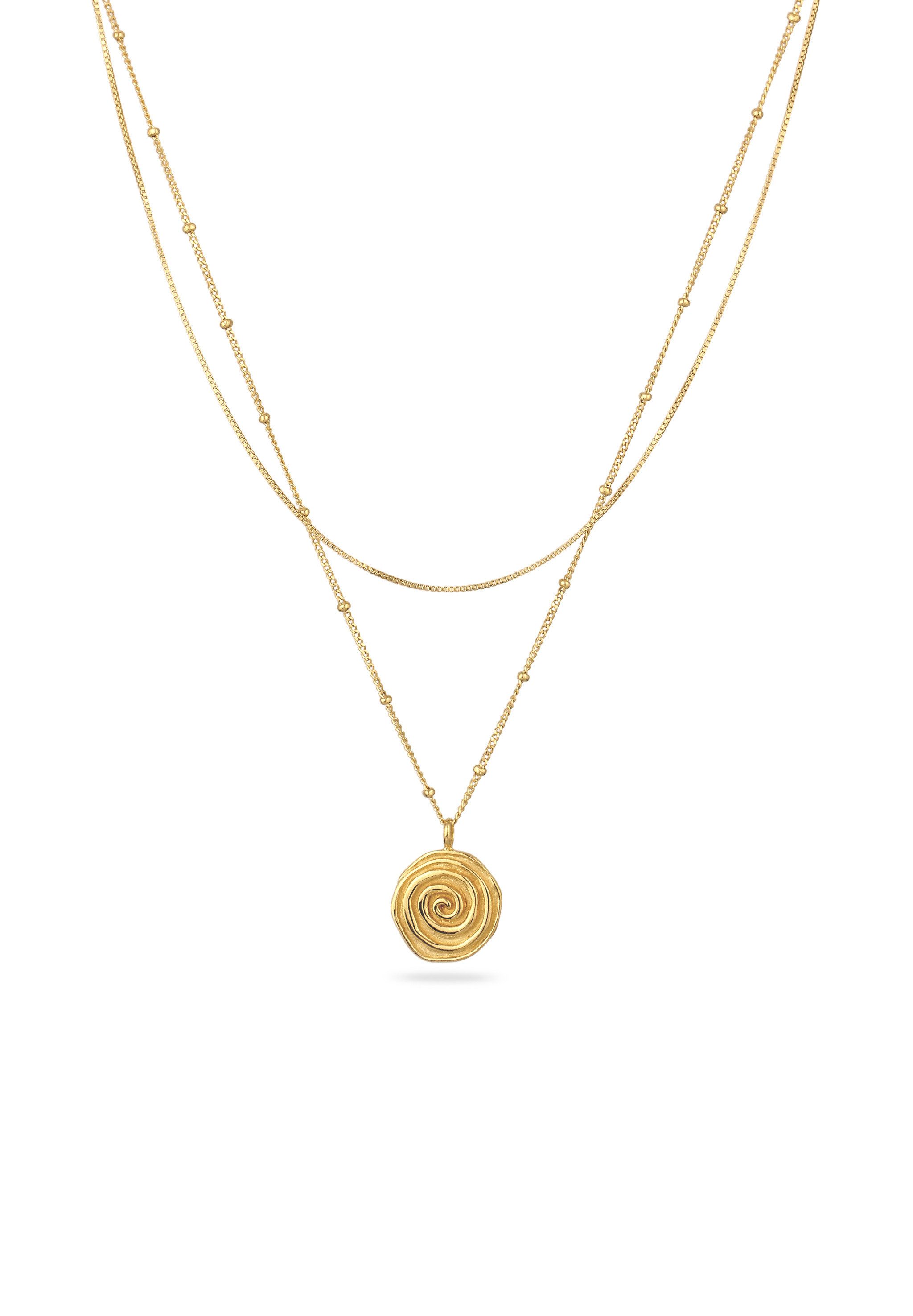 Ketten-Set Layer Plättchen Spirale 925 Sterling Silber vergoldet