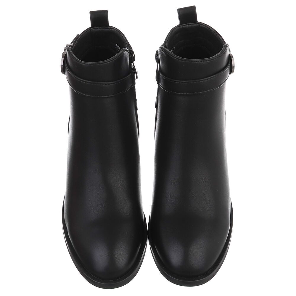 Ital-Design Damen Ankle Boot mit Blockabsatz und Schnalle Chelseaboots (92125631) Blockabsatz Stiefeletten in Schwarz – Bild 4 von 5