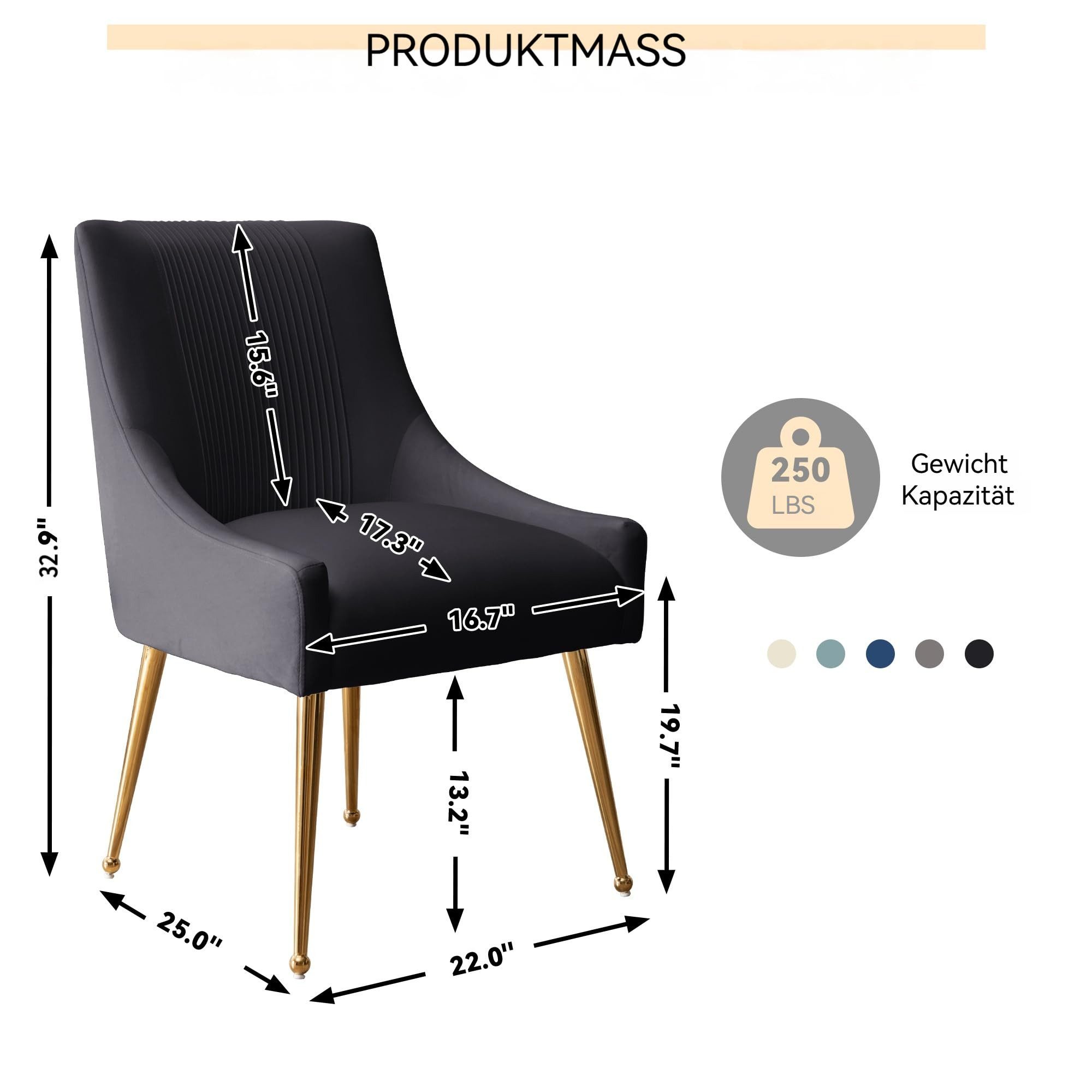 SEYNAR Esszimmerstuhl Polsterstuhl Samtstuhl Wohnzimmerstuhl mit goldenen Beinen (2 St), getufteter Akzentstuhl für Wohnzimmer Arbeitszimmer – Bild 2 von 5