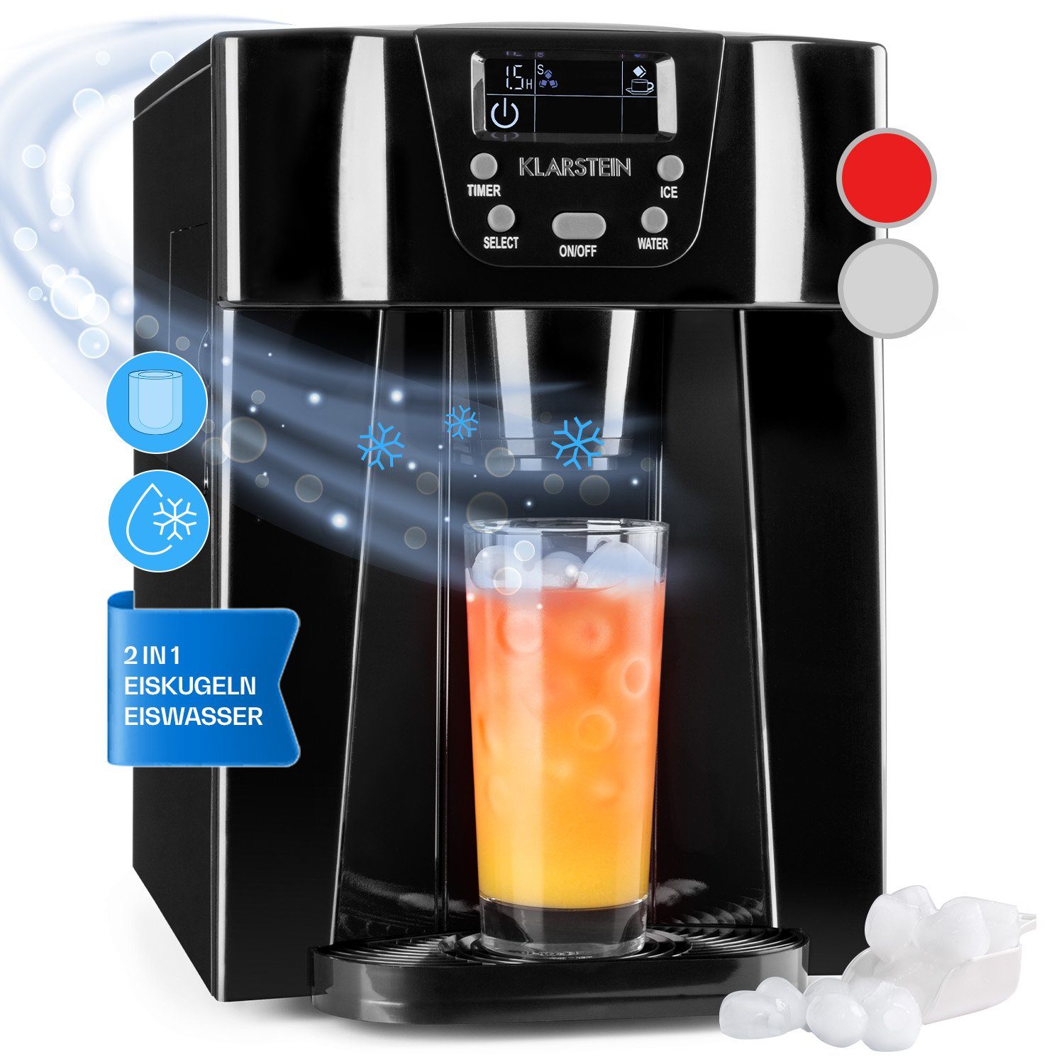 Klarstein Eiswürfelmaschine Ice Volcano 2G, Eiswürfelmaschine Eiswürfelbereiter Ice Cube Maker Eiswürfel Automat