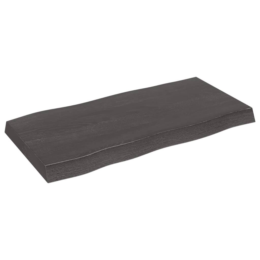 furnicato Tischplatte 80x40x(2-6) cm Massivholz (1 Baumkante St) Behandelt
