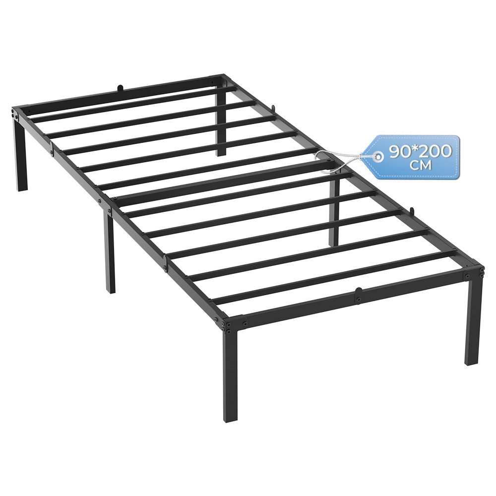 GLIESE Bettgestell Metallbett (1-tlg., 90 x 200 cm Einzelbett, Zubehörpaket), Metallbett schwarz