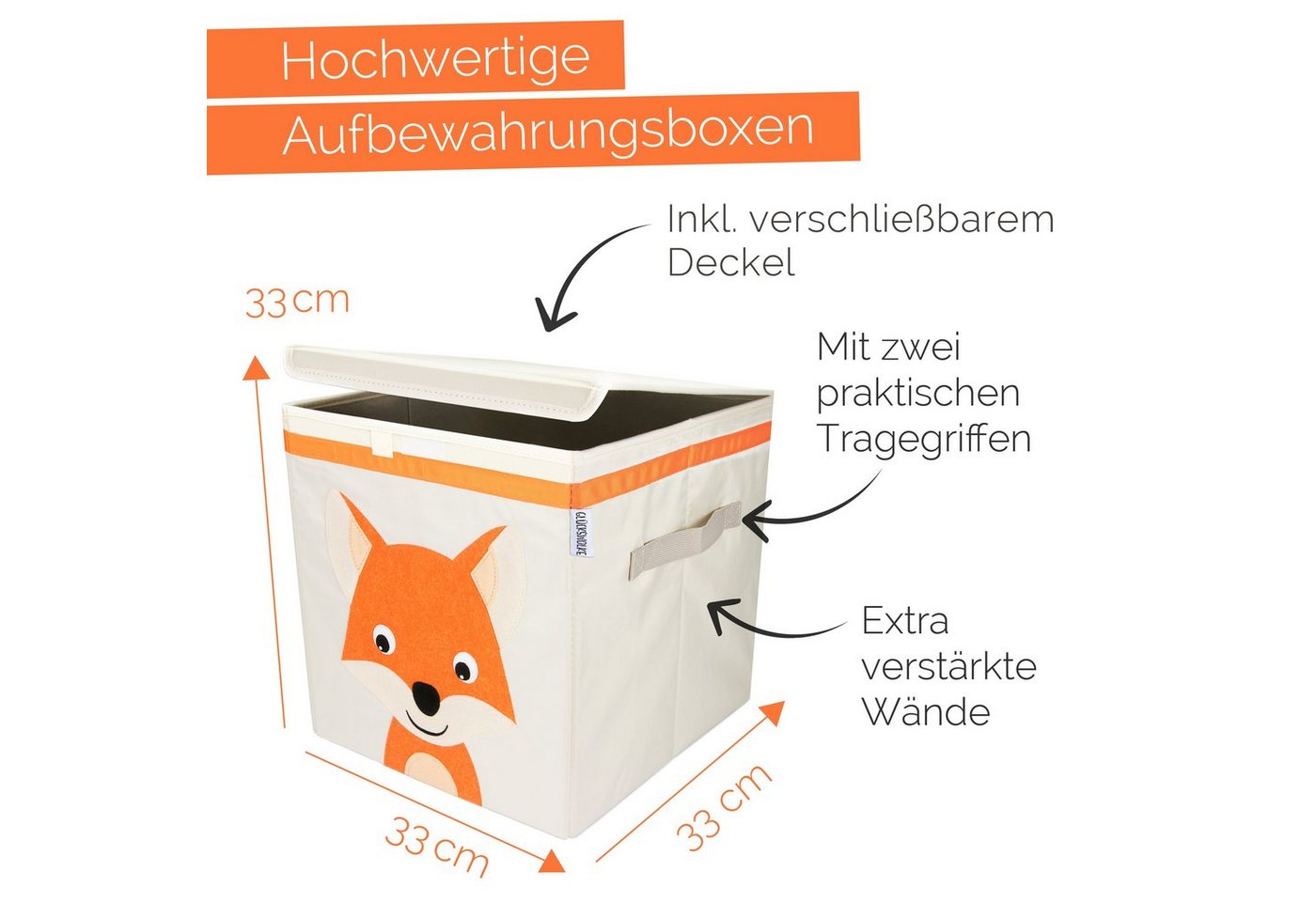 Thumbnail - GLÜCKSWOLKE Aufbewahrungsbox Kinder - 15 Motive I Spielzeugkiste mit Deckel für Kinderzimmer (Größe 33x33x33), Boxen zur...