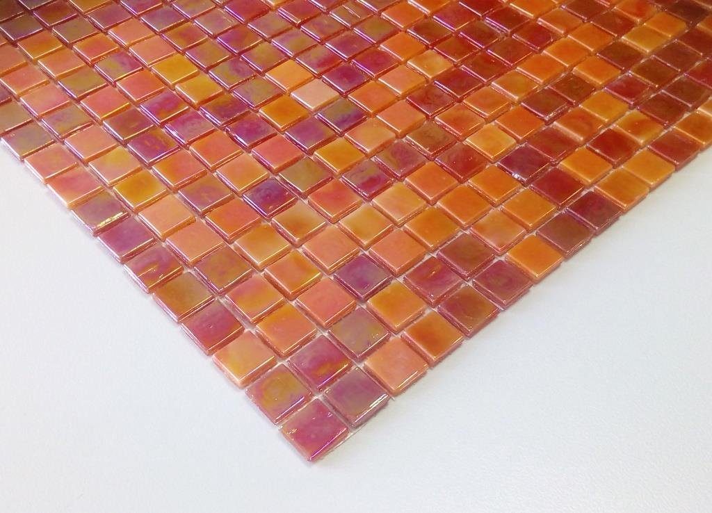 / 10 Mosaikfliesen Mosani glänzend Glasmosaik mix Matten rot Mosaikfliesen