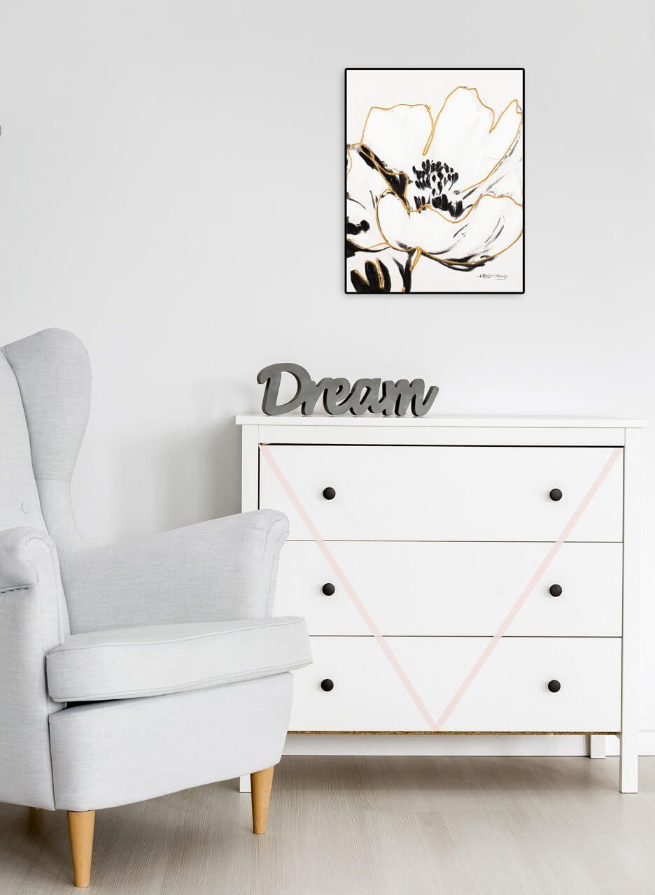 Weiße Gemälde Leinwandbild 100% KUNSTLOFT HANDGEMALT cm, Wandbild Wohnzimmer Unschuldsblume 40x50