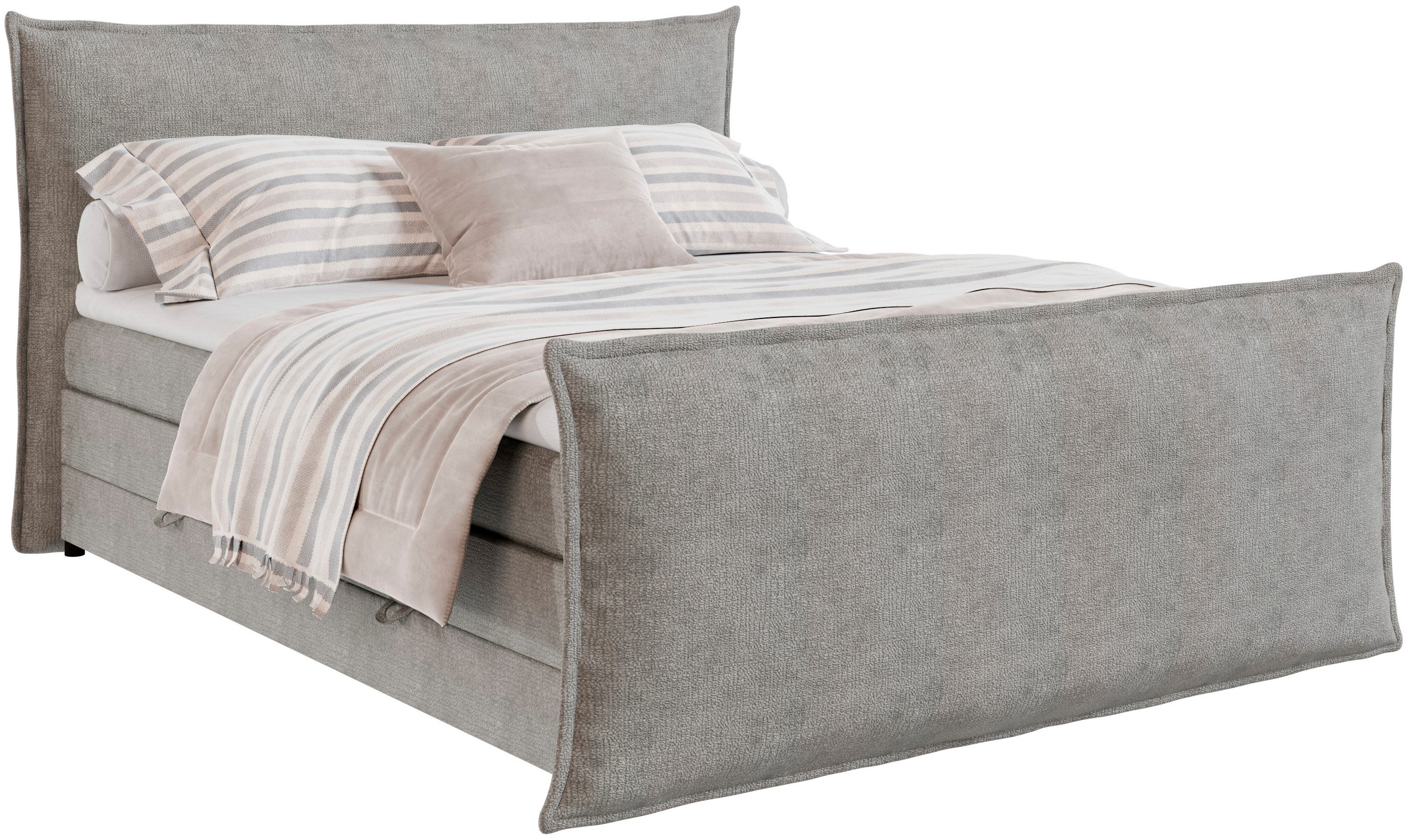FORTE Boxspringbett Harmonie inkl. Bettkasten und Topper, Kopf- und Fußteil in Kissenoptik, in den Breiten 140cm, 160cm und 180cm erhältlich