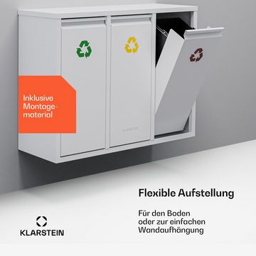 Klarstein Mülltrennsystem Ordnungshüter 3, Mülleimer 3 Fach Treteimer Trash Bin Schwarz