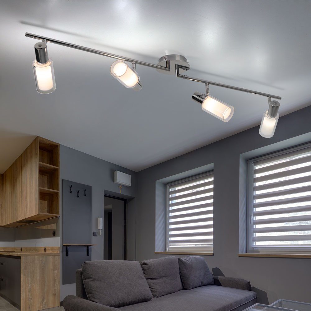 EGLO LED Deckenleuchte, Leuchtmittel inklusive, Warmweiß, Decken Strahler Spot Lampe Wohnraum Glas Balken Leuchte