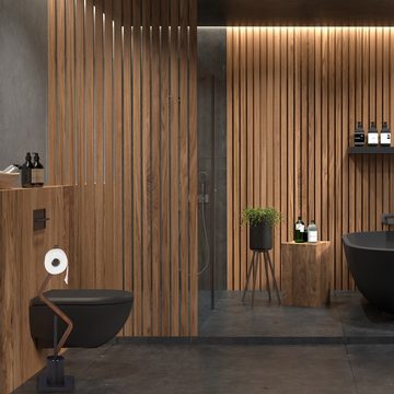 relaxdays Badezimmer-Set WC Garnitur stehend schwarz