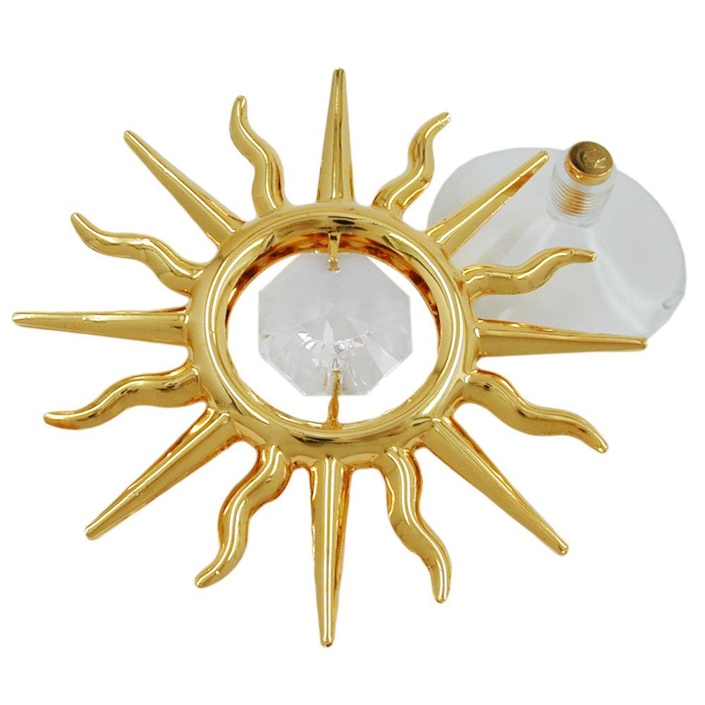 Gallay Dekoobjekt Suncatcher 75 mm Sonne mit Swarovski Kristall, Hochwertige 24-Karat-Gold-Plattierung