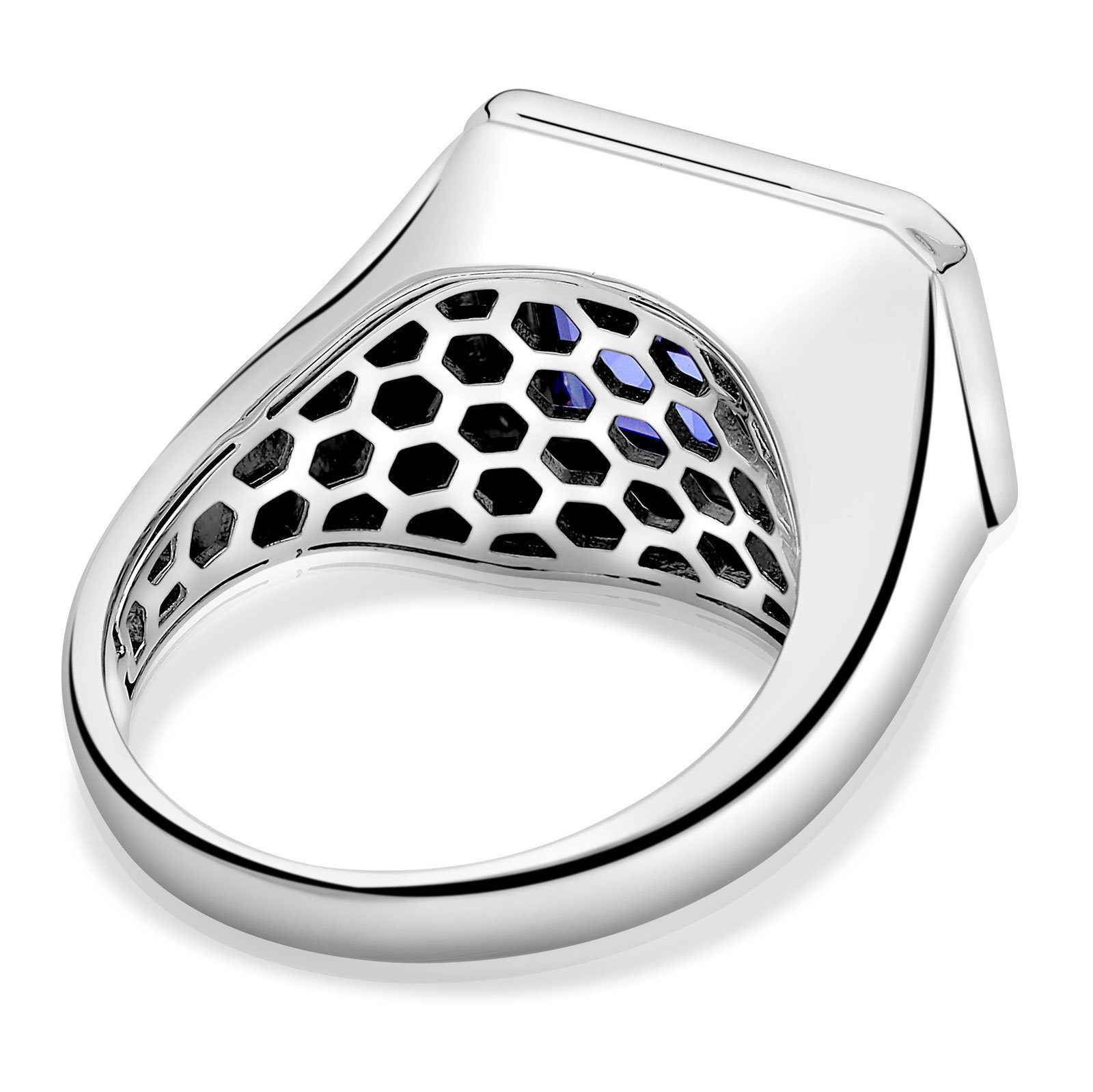 Tony Fein Silberring Ring Made für und Italy Herren Blau, 925 Zirkonia Damen in Silber