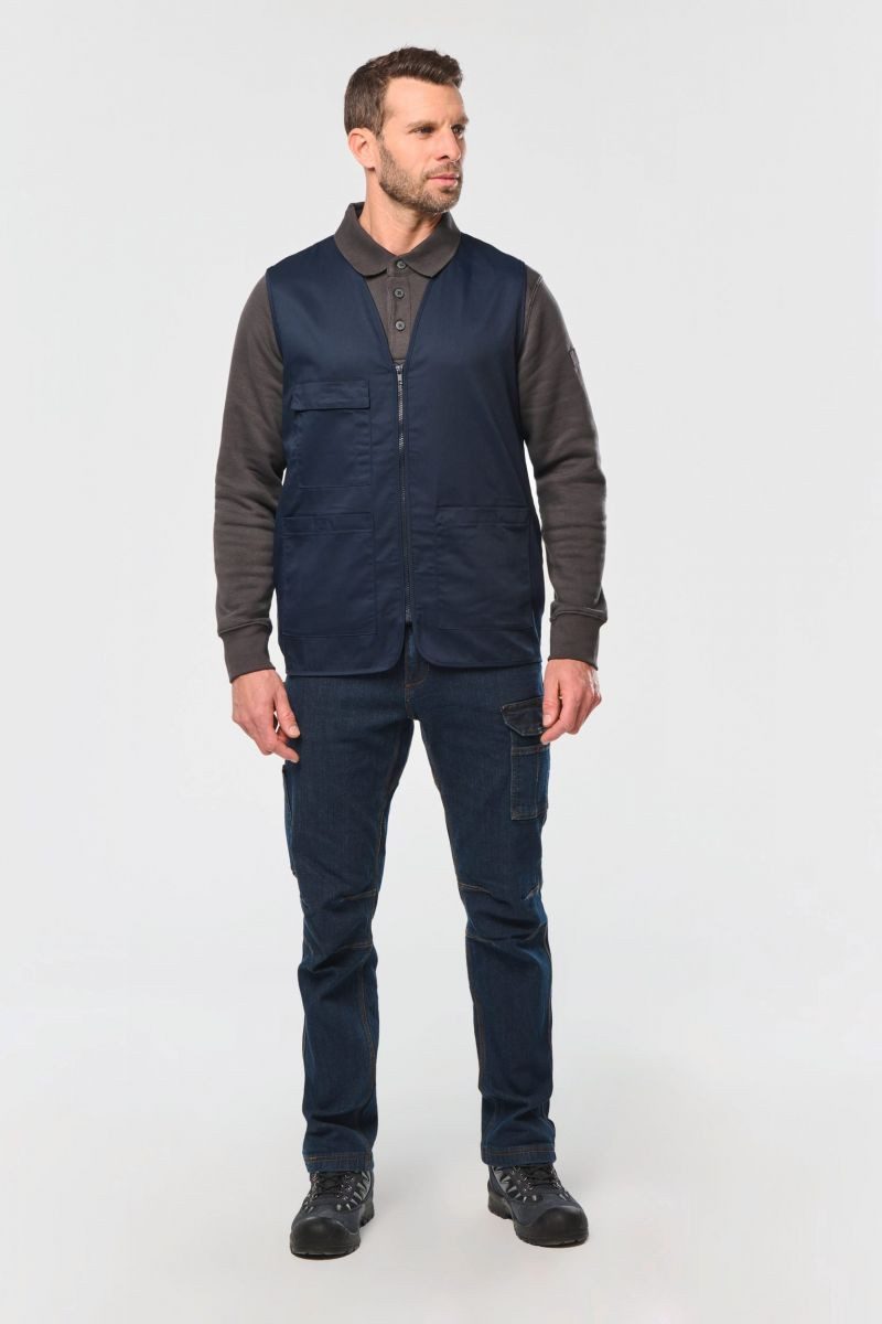 WK. Designed To Work Arbeitsweste Unisex-Weste aus Baumwollpolyester mit mehreren Taschen