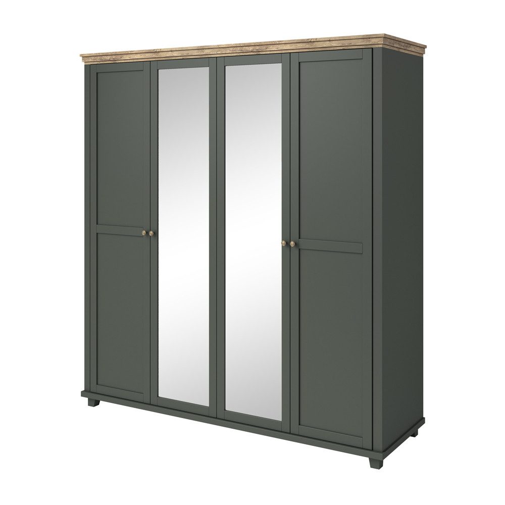 Lomadox Kleiderschrank EPSOM-83 grün mit Lefkas Eiche Nb. 200/216/62 cm