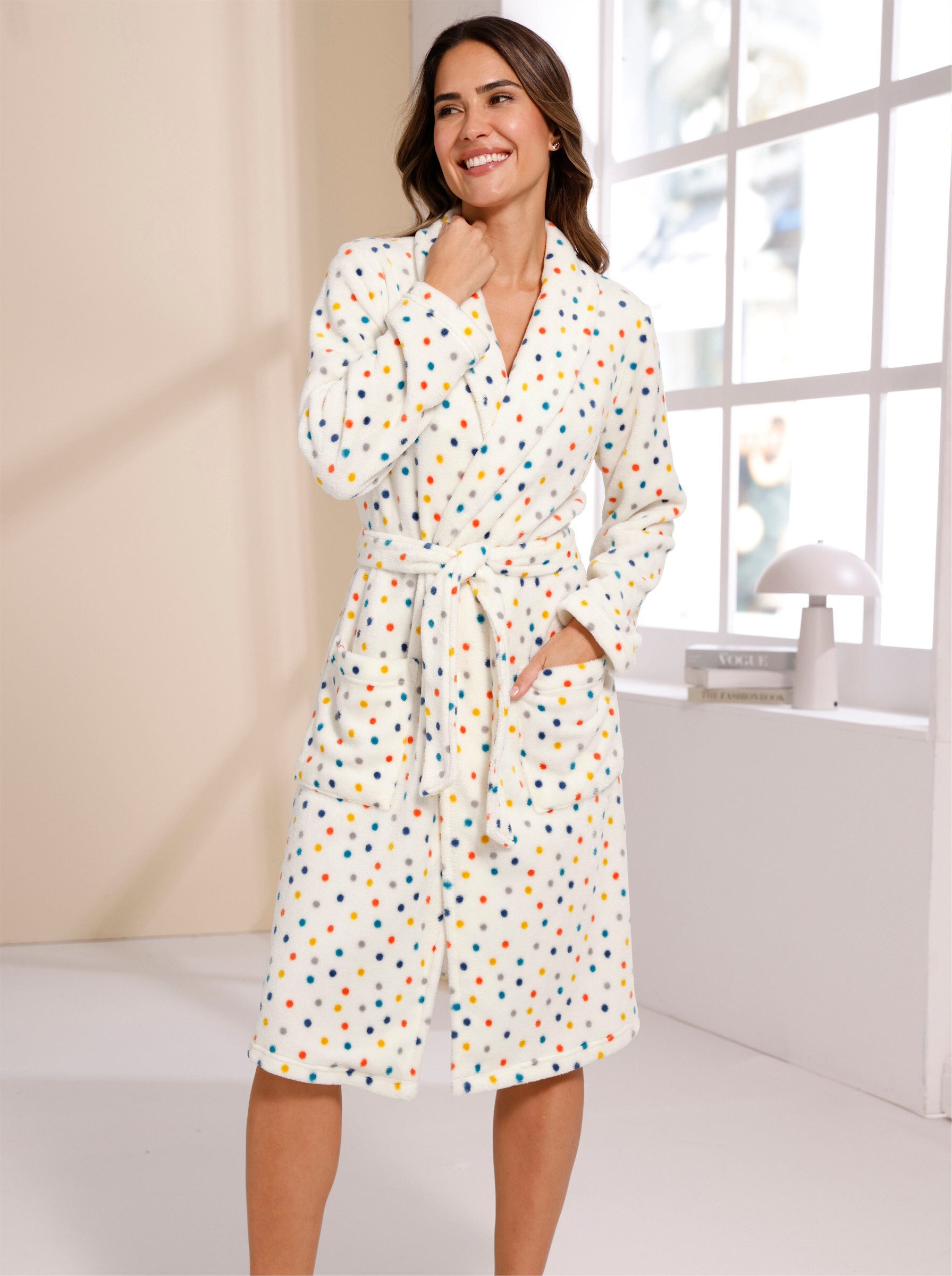 Sieh an! Morgenmantel Morgenmantel Langarm, Polyester, Bindeband, Fleece