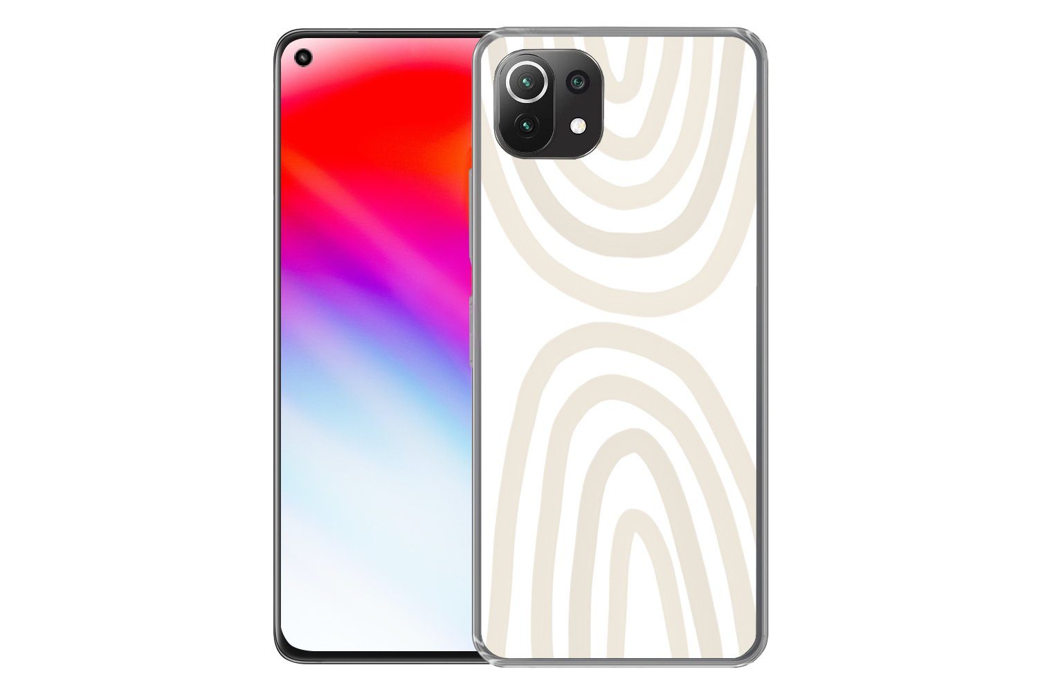 MuchoWow Handyhülle für Xiaomi Mi 11 Lite Regenbogen - Pastell - Design - Abstrakt, Phone Case, Silikon, Schutzhülle Dünn