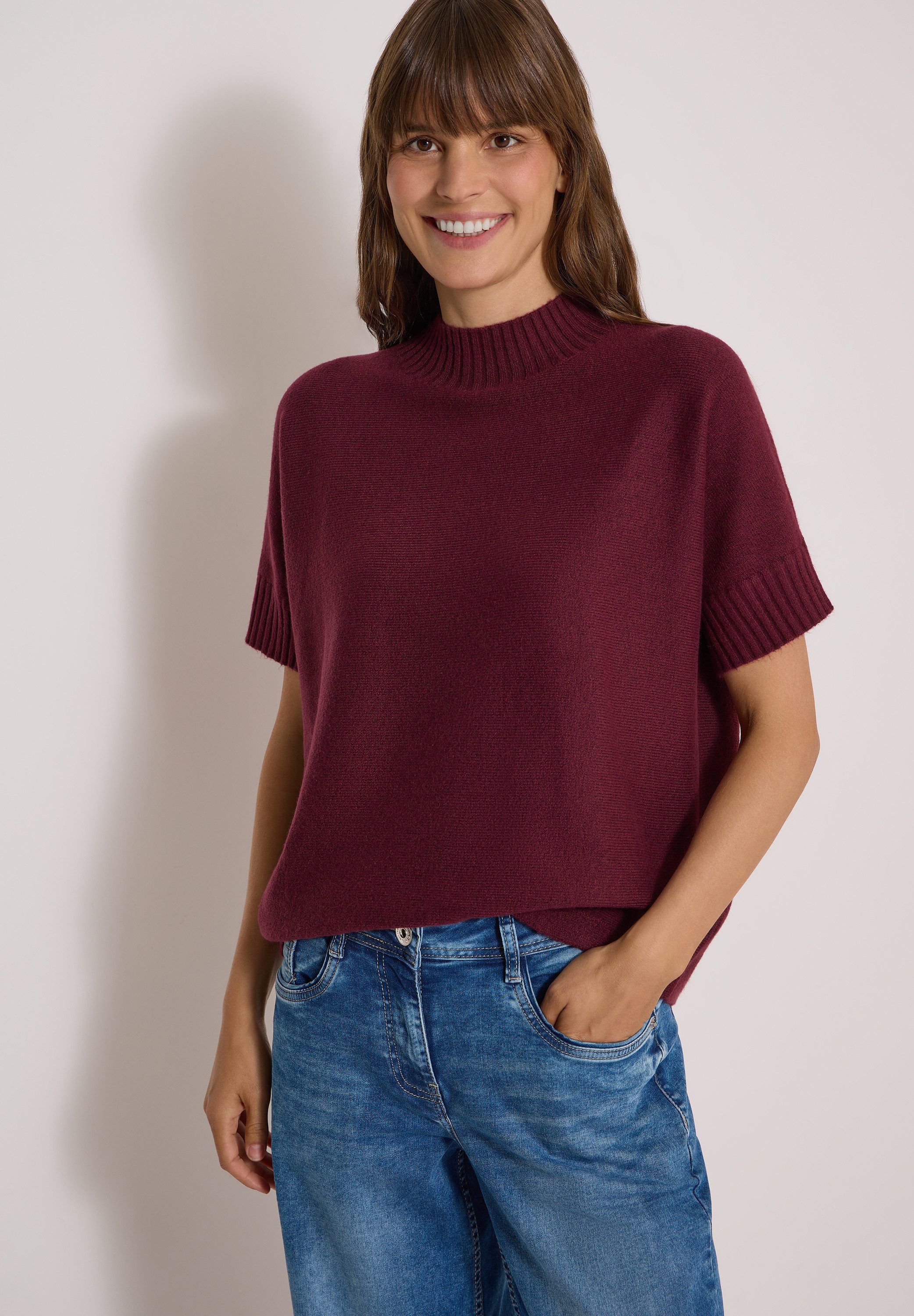 CECIL Kurzarmpullover im angenehmen Materialmix