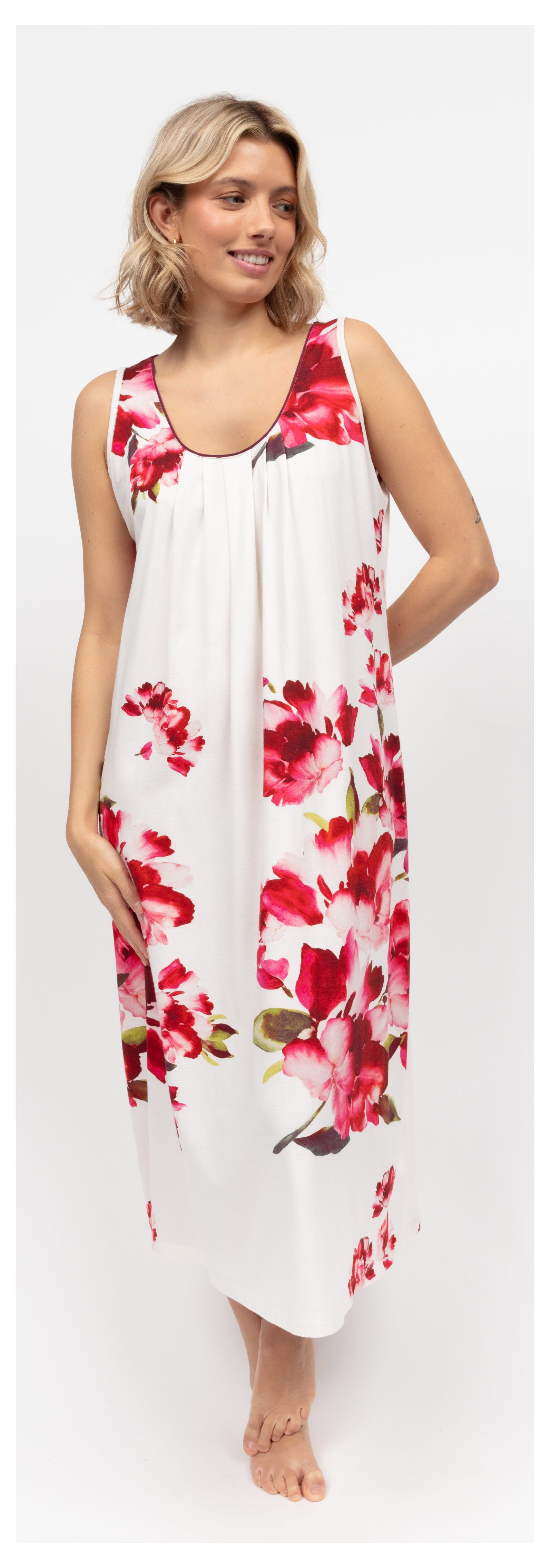 Cyberjammies Nachthemd Edles Damen Schlafshirt ohne Arm (1-tlg) Blumen