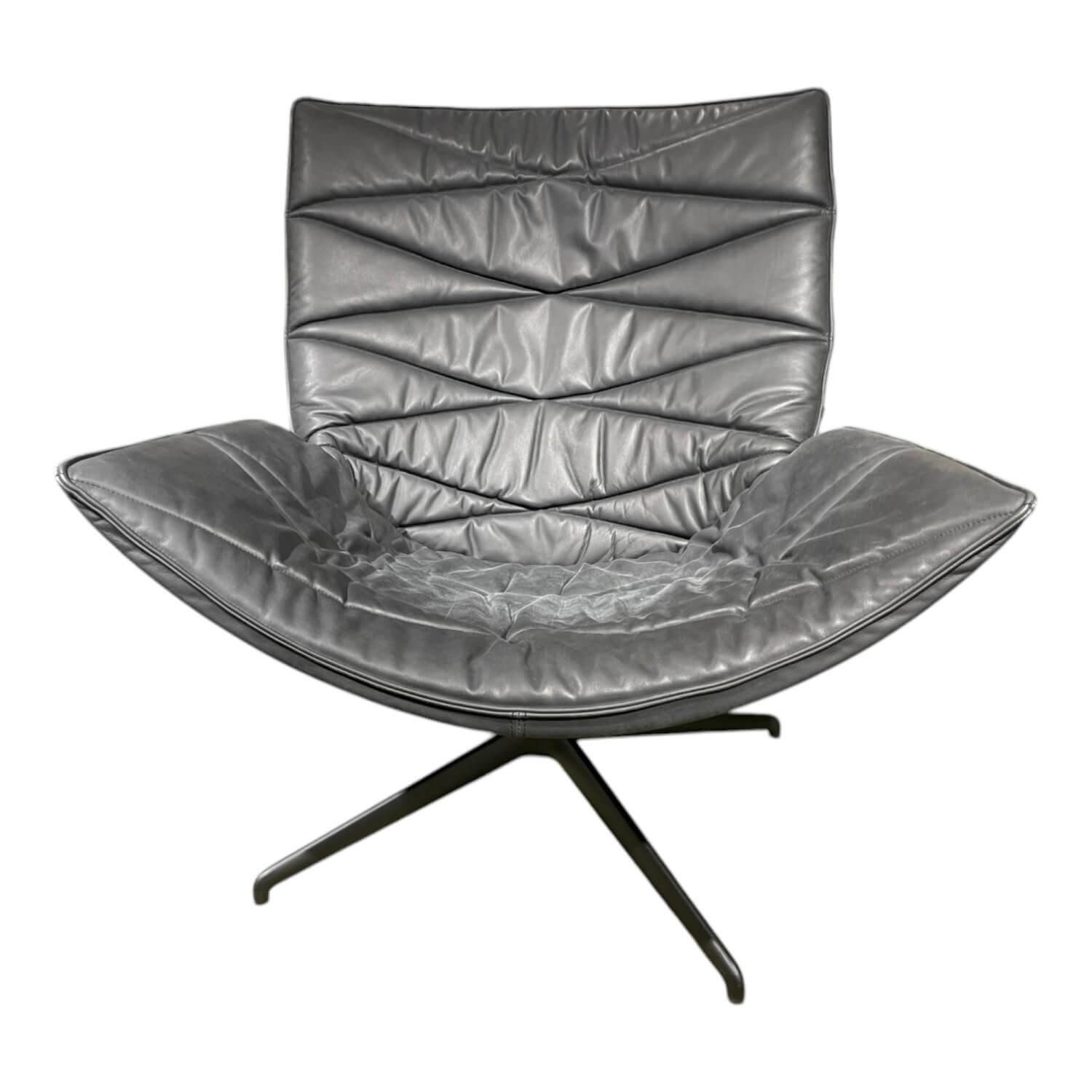 KFF Cocktailsessel Sessel Nest Lounge Leder Silk 185 Smoke Schwarz