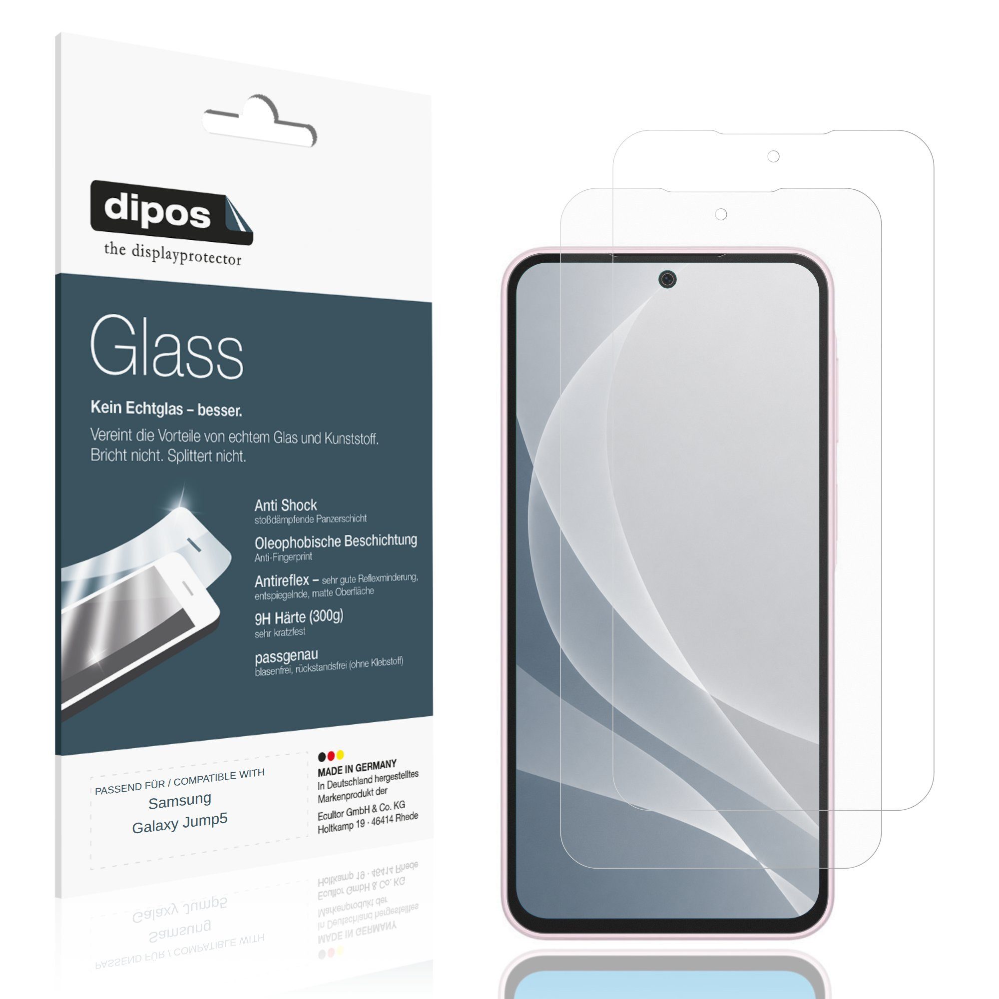 dipos Displayschutzfolie Schutzfolie für Samsung Galaxy Jump5, 2 Stück, Displayschutz Schutz Folie Made in Germany