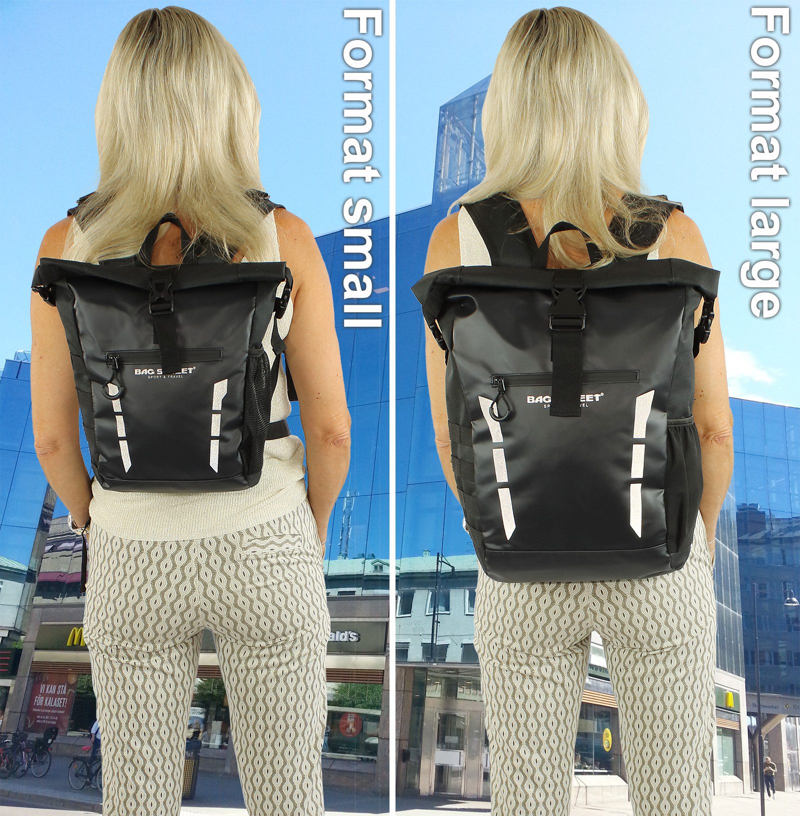 BAG STREET INTERNATIONAL Cityrucksack Wasserdichter Rolltop Kurier Rucksack gepolstert Brust- und Hüftgurt, wasserdicht