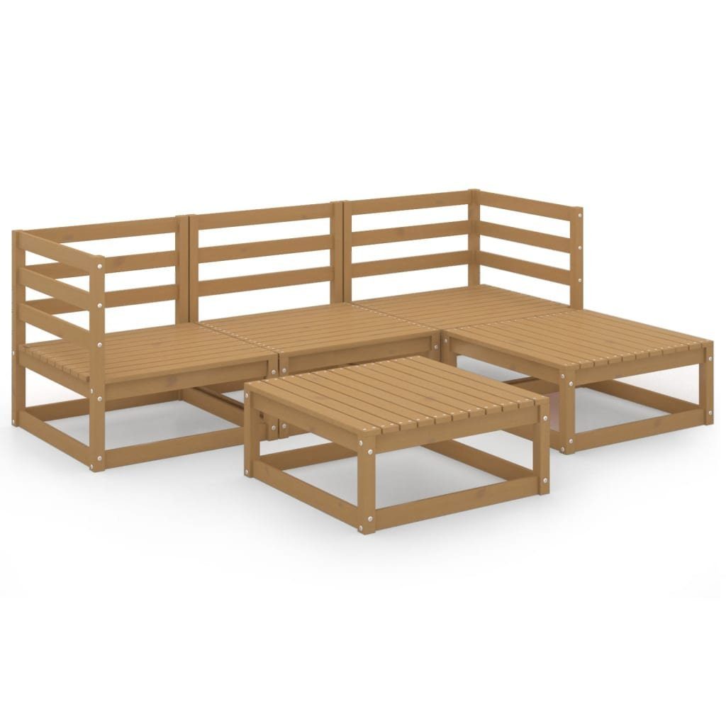 (1-tlg) Massivholz vidaXL Gartenlounge-Set Kiefer, Garten-Lounge-Set 5-tlg. Honigbraun