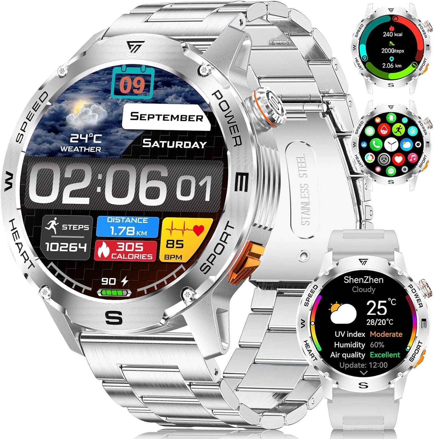 Lige EF1 PRO Smartwatch (3,6 cm, android ios), Herren Smartwatch mit 1.43" AMOLED Display, Bluetooth Anrufen