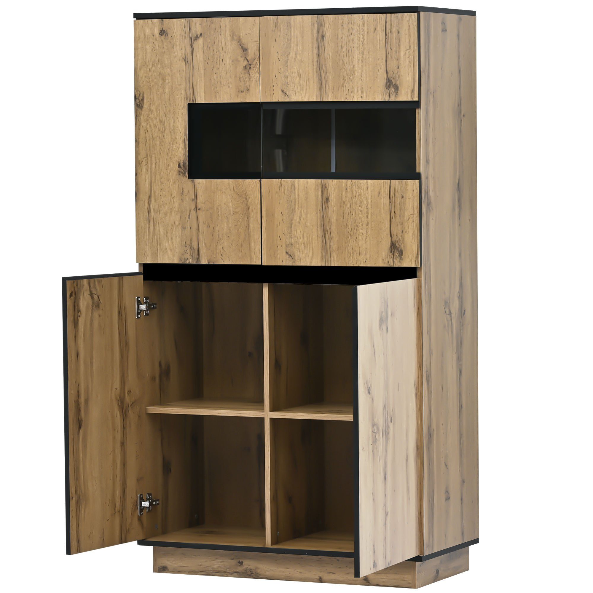 Stauraumvitrine Standvitrine Oak,16 Wohnwände Vitrinenschrank Farben Schrank, Odikalo LED