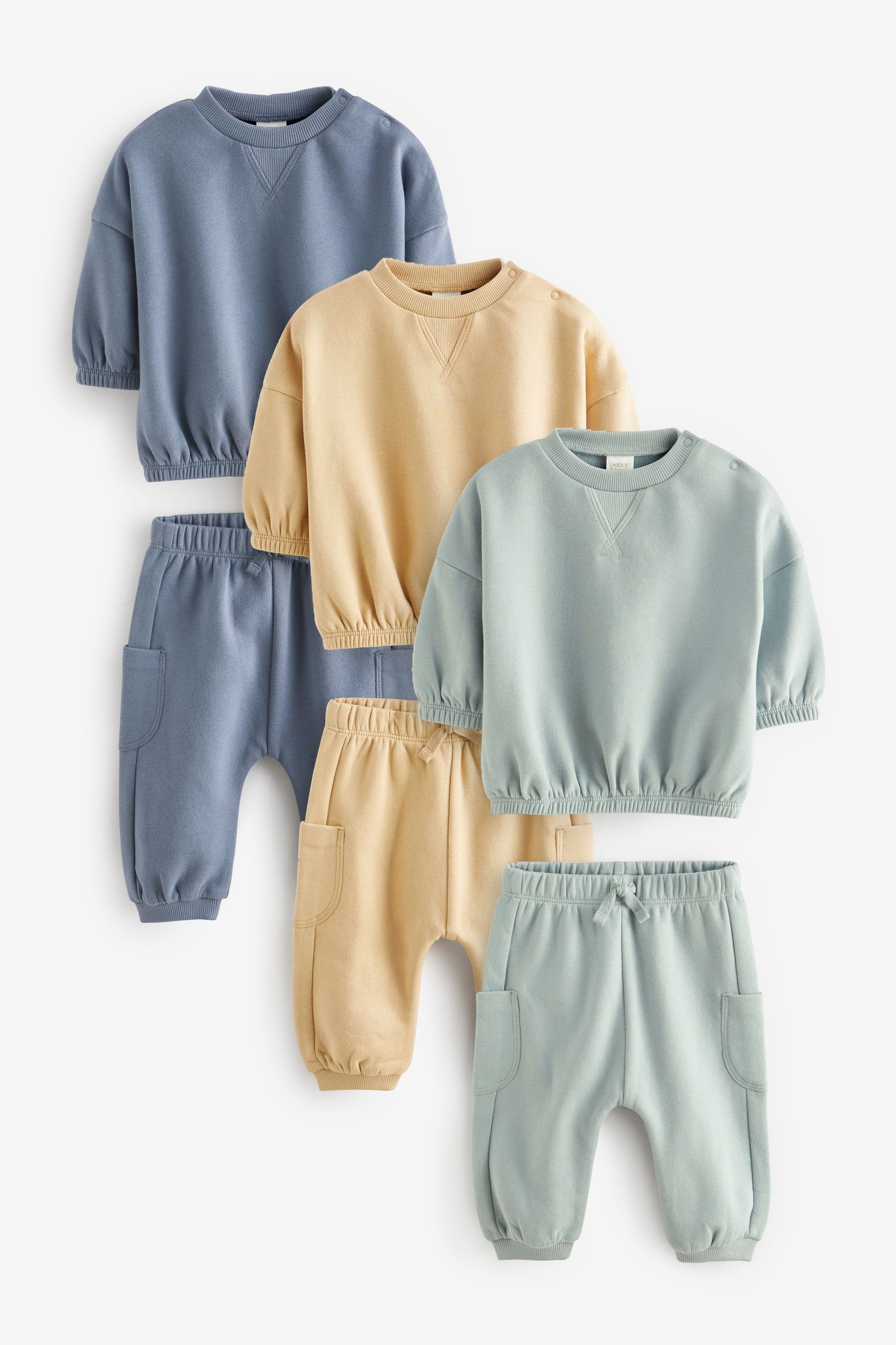 Neutral (6-tlg) und Next Set Sweatshirt Sweatanzug mit Baby Jogginghose, 6er-Pack