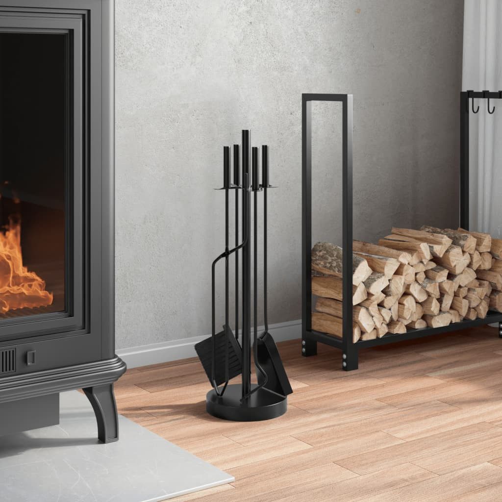 vidaXL Reinigungselement 5-teiliges Kaminbesteck-Set 18 x 66 cm Stahl