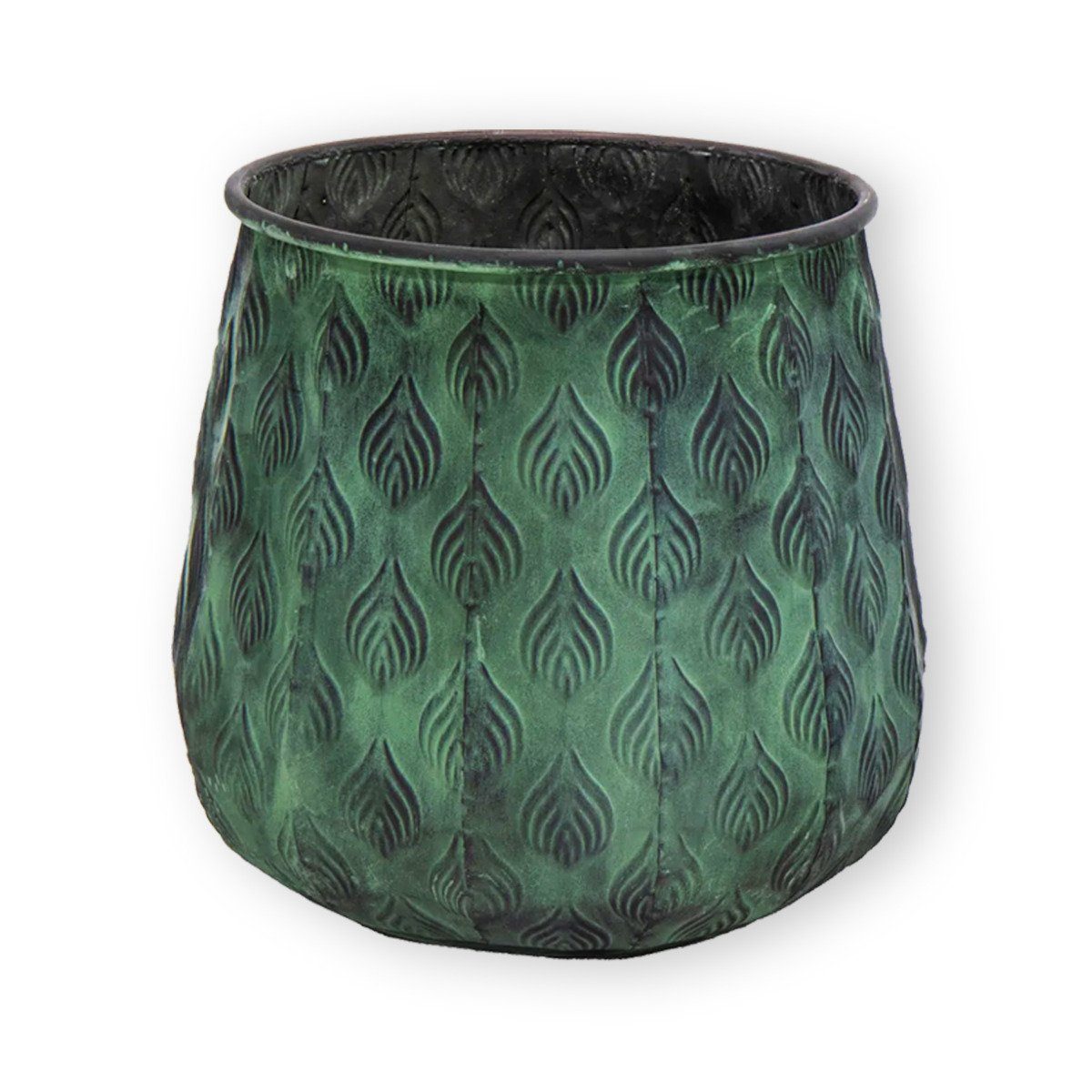 Zinktopf Blumentopf dekorativ, (1 Serie handbemalt Cauldron Pflanztopf 35cm langlebig, Pflanztopf), rund St., colourliving Green 1x