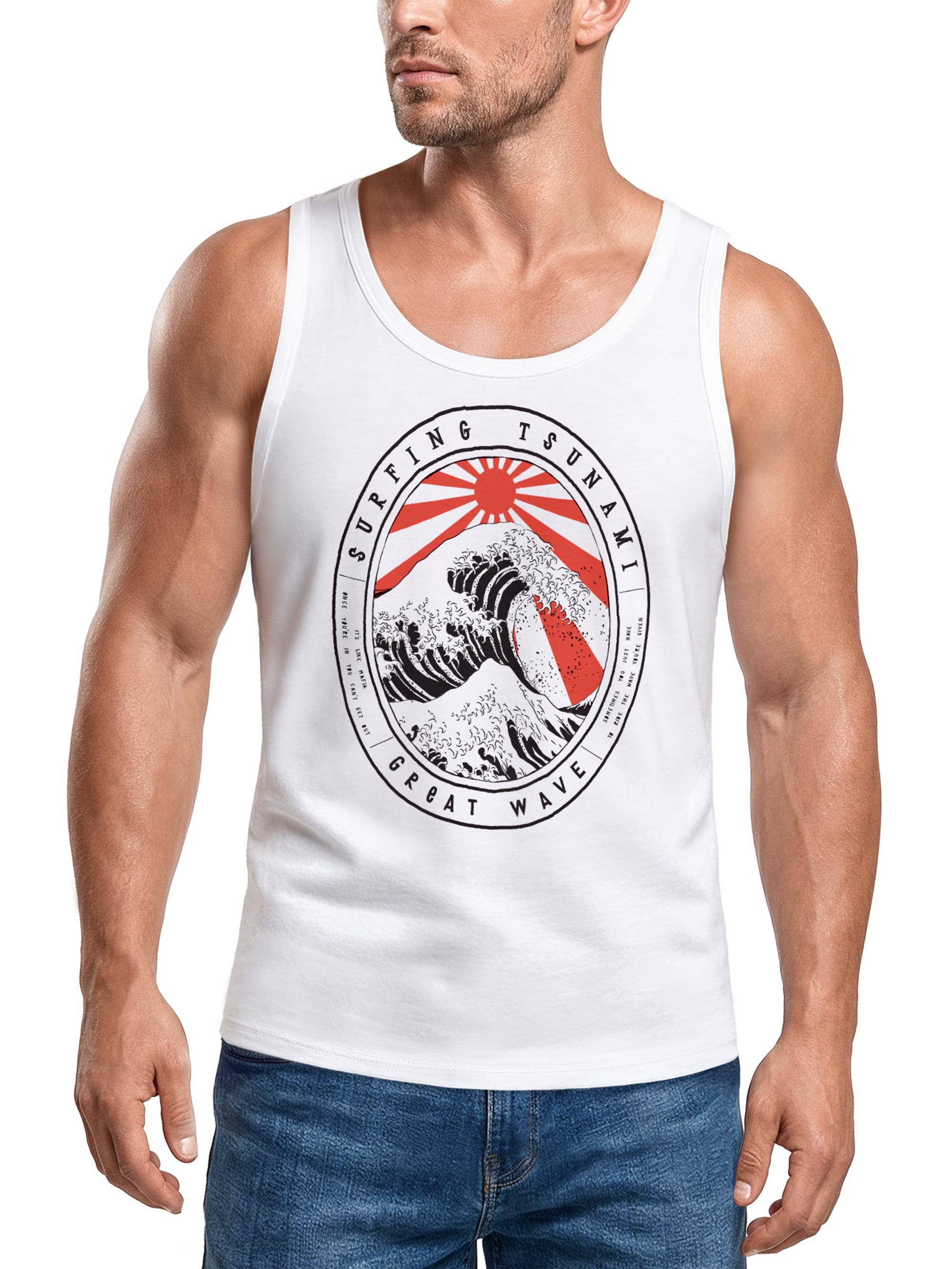 Tanktop Herren Tank-Top Surfing Tsunami Great Wave Japan Vintage Retro