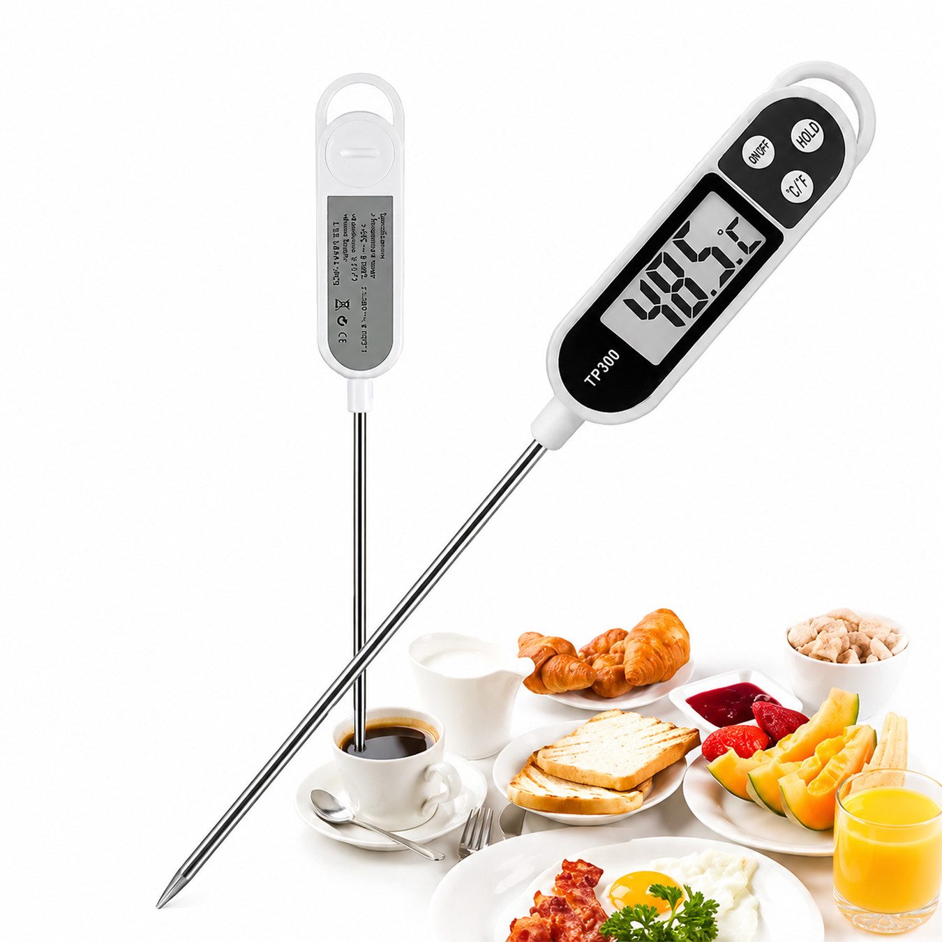 Bolwins Kochthermometer F74 Digital Lebensmittel Stift Thermometer Küche BBQ Kochen Temperatur, Packung 1-tlg., 1x digitales Lebensmittelthermometer, Hohe Messgenauigkeit Schnelle Messung Breiter Temperaturbereich