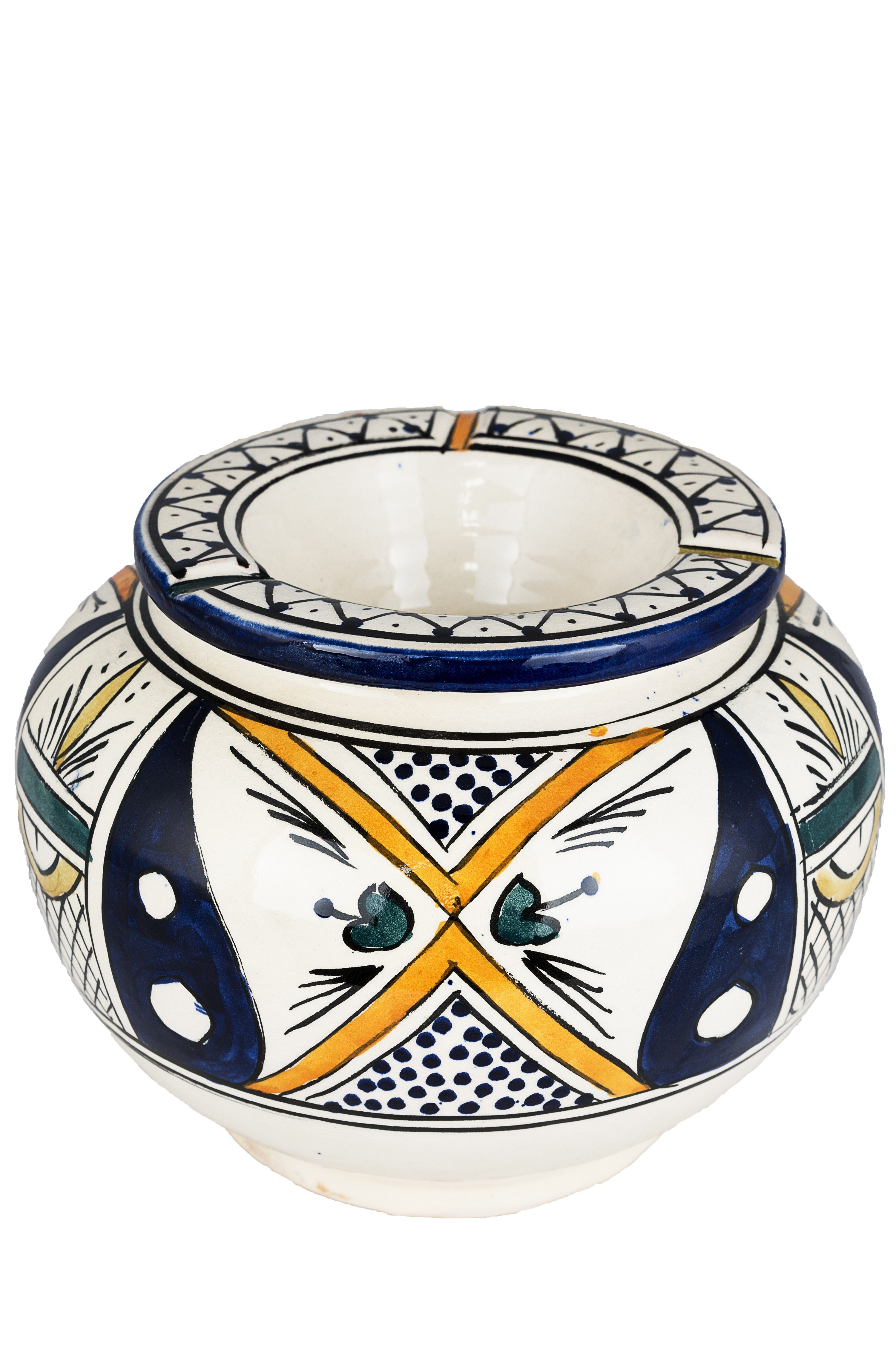 Marrakesch Orient & Mediterran Interior Aschenbecher Marokkanischer Aschenbecher Afifa XL handgefertigt aus Keramik 20 cm, Handarbeit