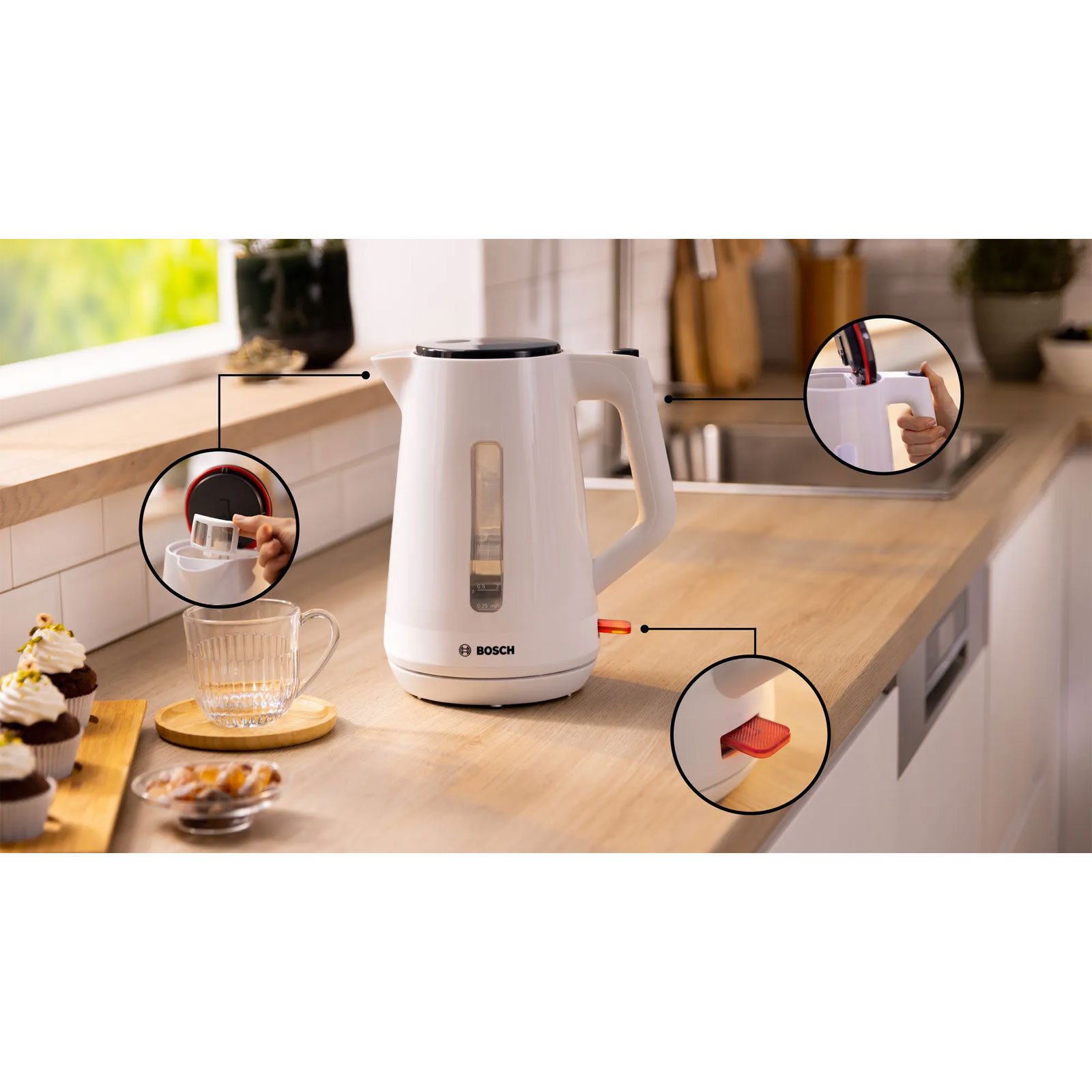 BOSCH Wasserkocher TWK1M121, 1,7 Liter Fassungsvermögen