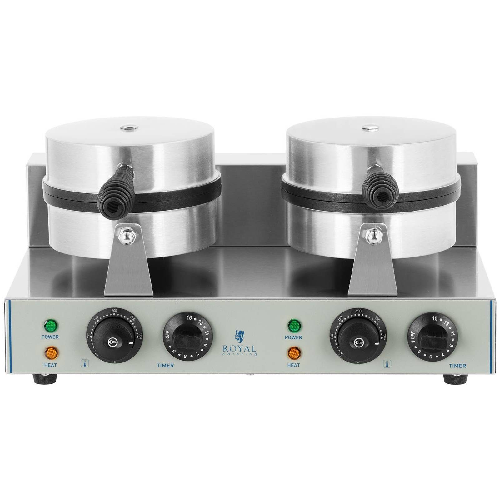 Royal Catering Waffeleisen Doppelwaffeleisen Doppel Waffelautomat Brüsseler Waffel Gastro rund, 2600 W – Bild 5 von 5