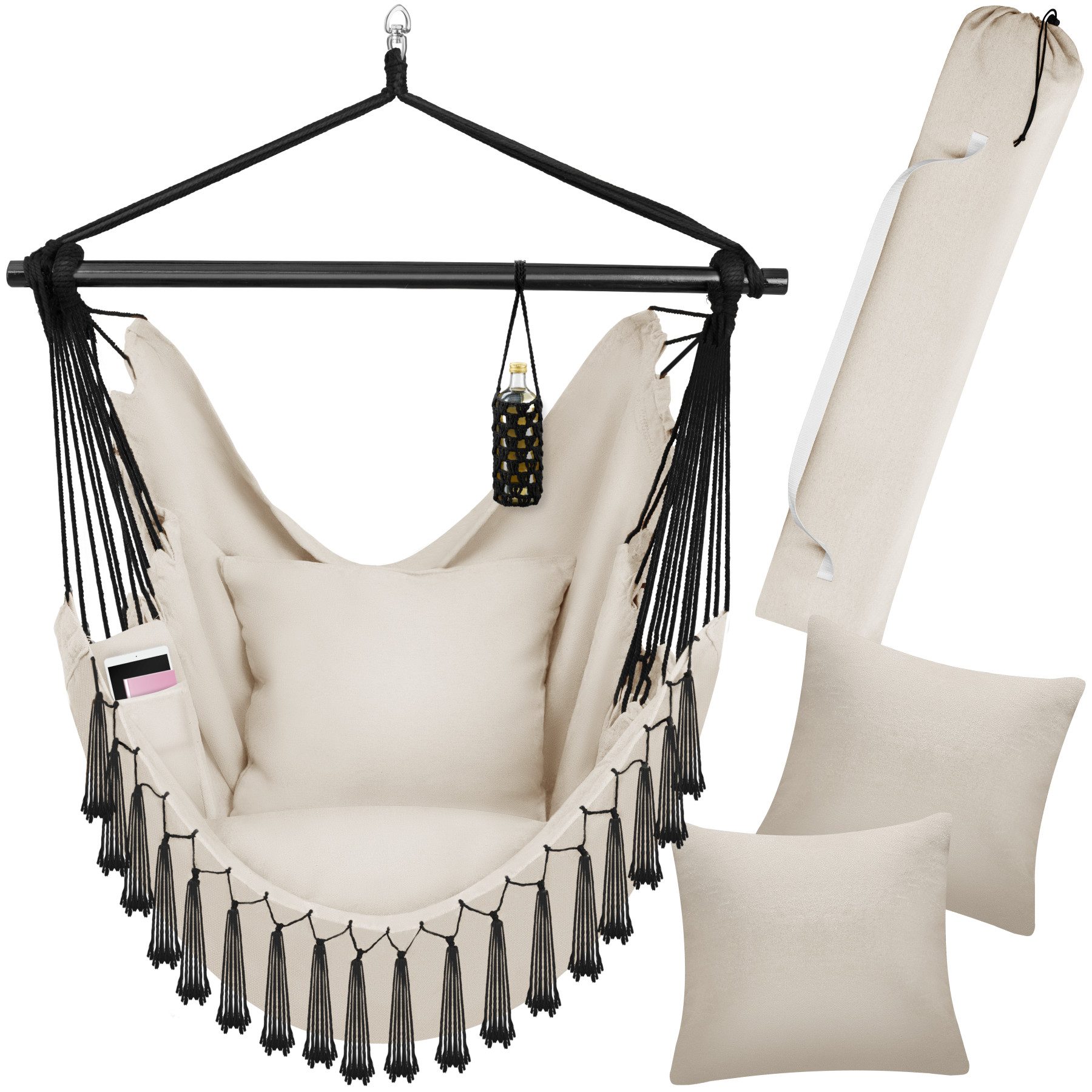 tectake Hängesessel Schaukelstuhl Malika, Boho-Style, Belastbarkeit günstig online kaufen