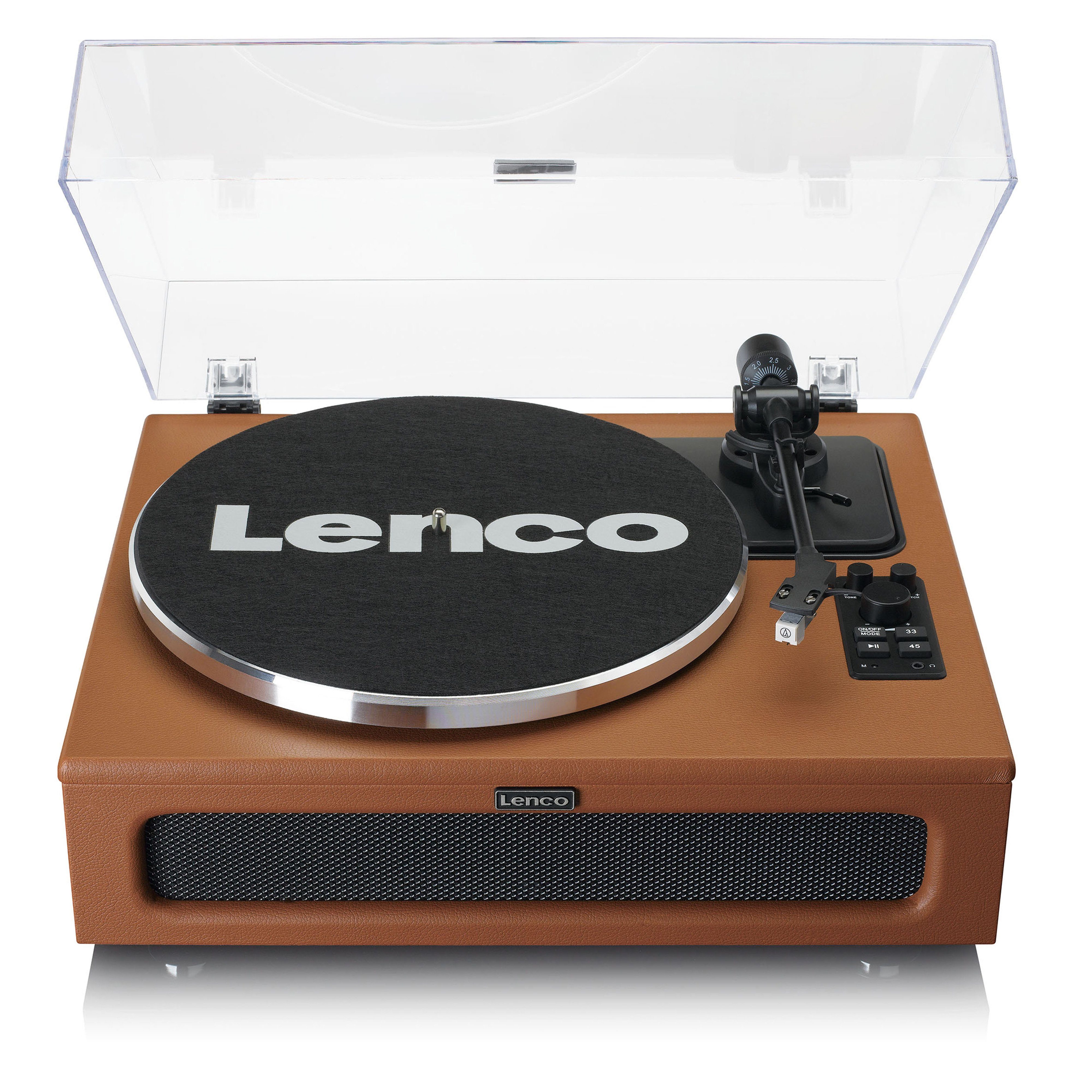 Lenco LS-430BN Plattenspieler (Riemenantrieb, Bluetooth, Schallplattenspieler mit Lautsprecher, Bluetooth 5.0 inkl. Staubschutz)